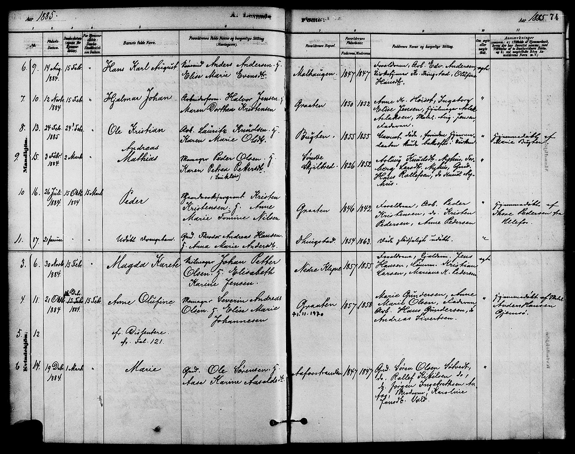 Solum kirkebøker, SAKO/A-306/F/Fa/L0009: Parish register (official) no. I 9, 1877-1887, p. 74