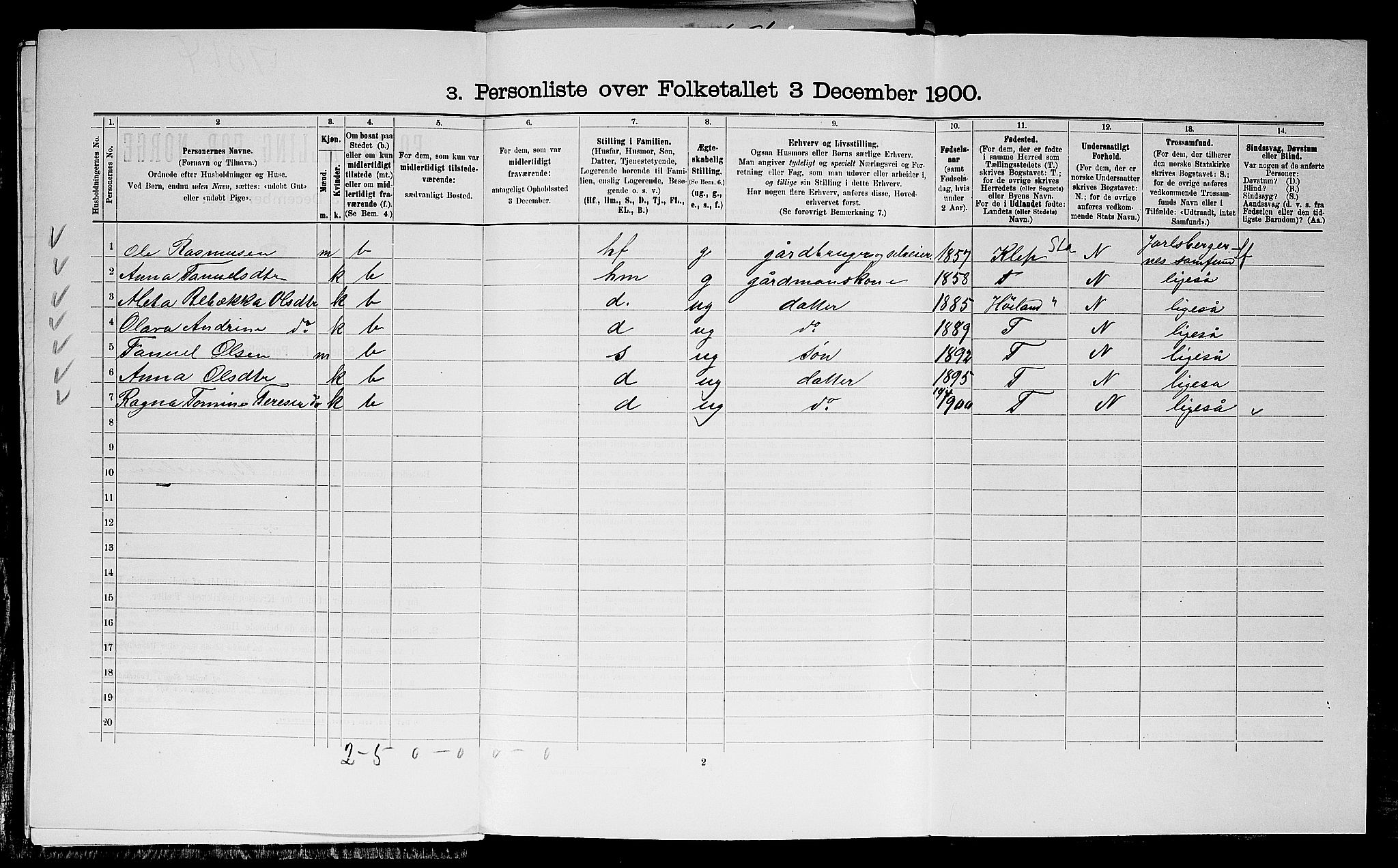 SAST, 1900 census for Time, 1900, p. 418