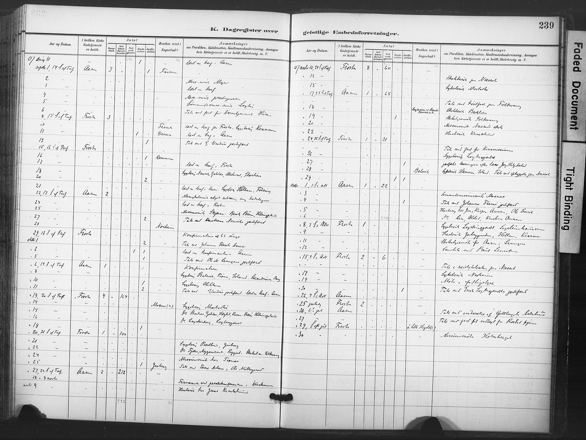 Ministerialprotokoller, klokkerbøker og fødselsregistre - Nord-Trøndelag, AV/SAT-A-1458/713/L0122: Parish register (official) no. 713A11, 1899-1910, p. 239