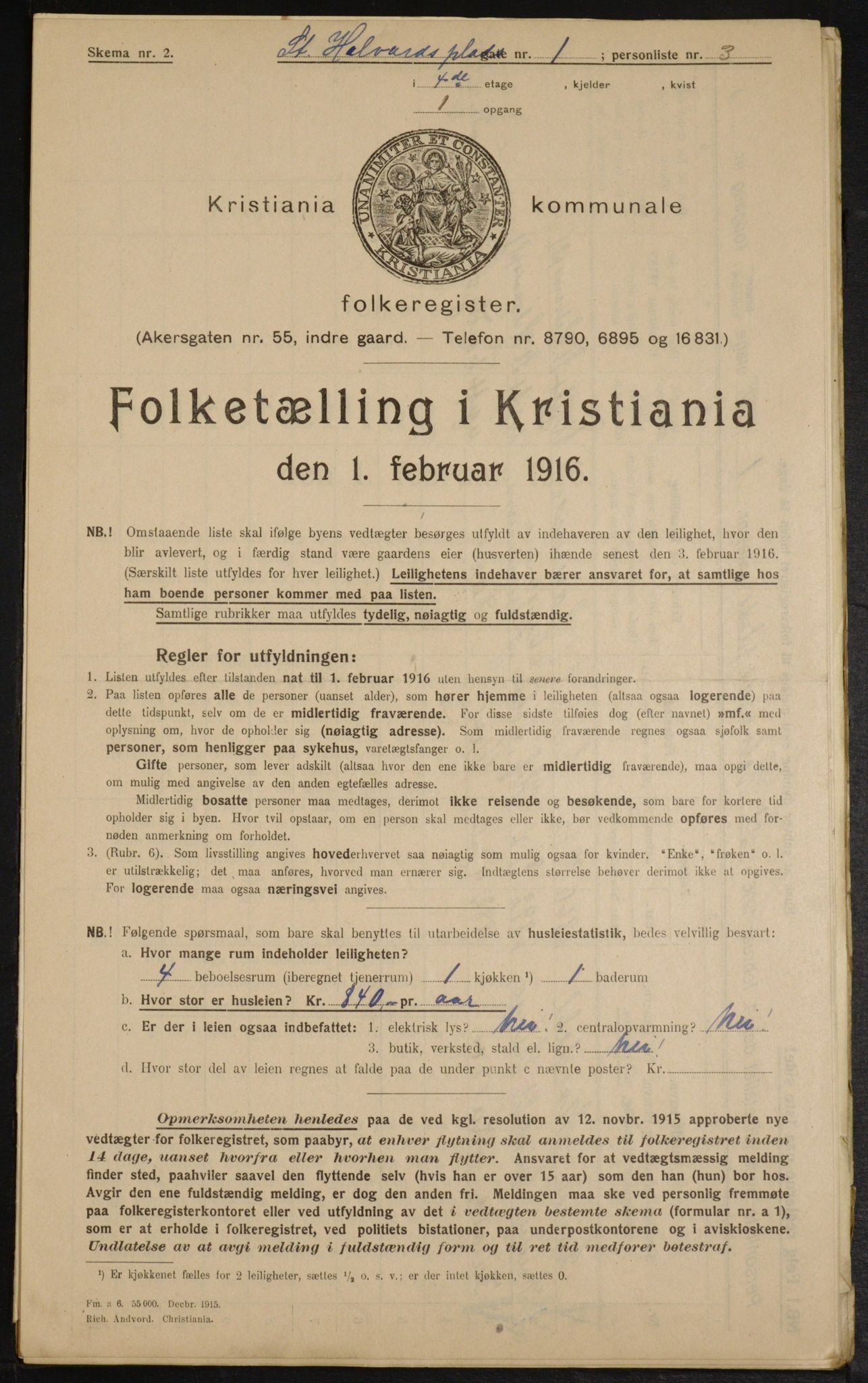 OBA, Municipal Census 1916 for Kristiania, 1916, p. 90114