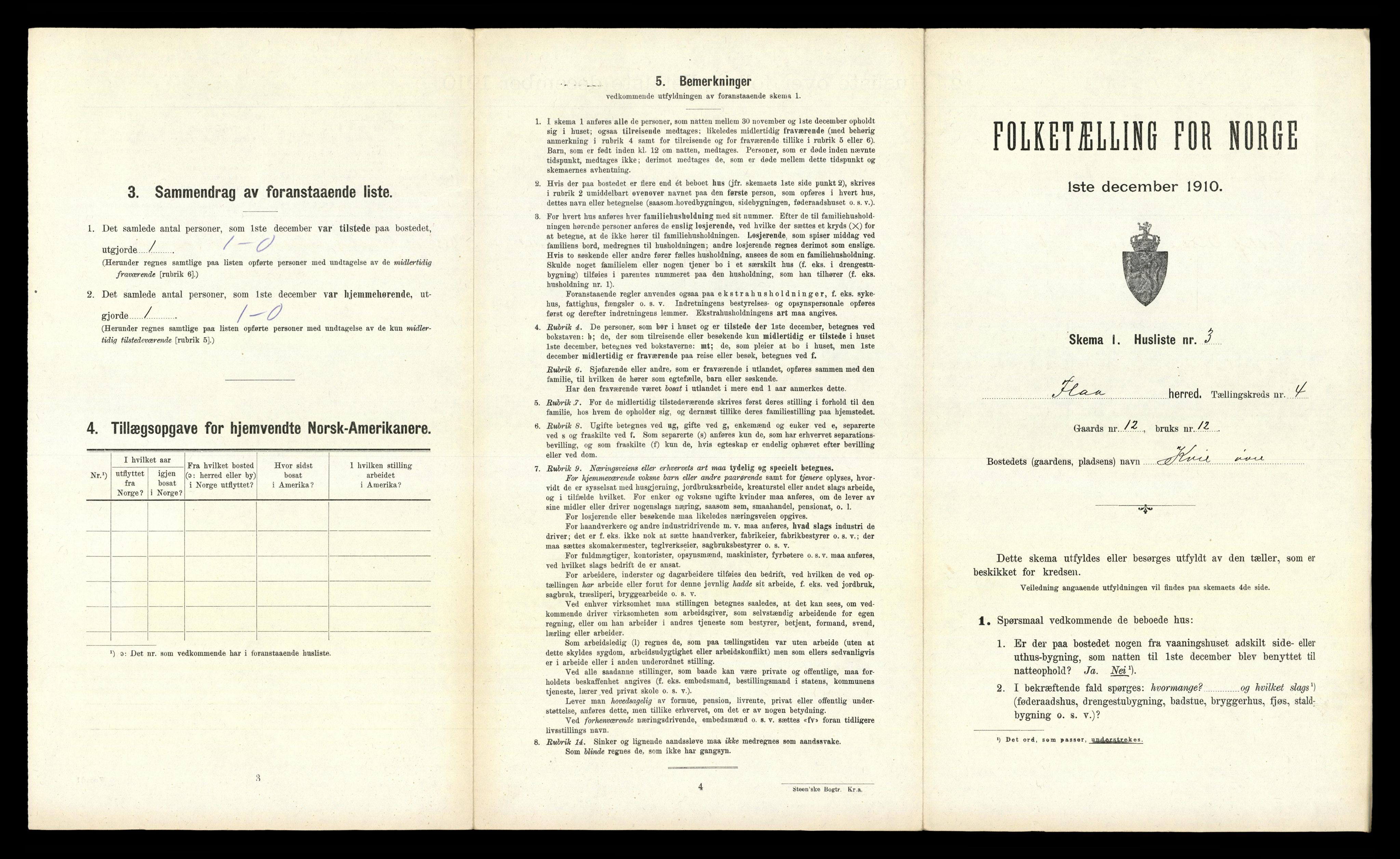 RA, 1910 census for Flå, 1910, p. 384