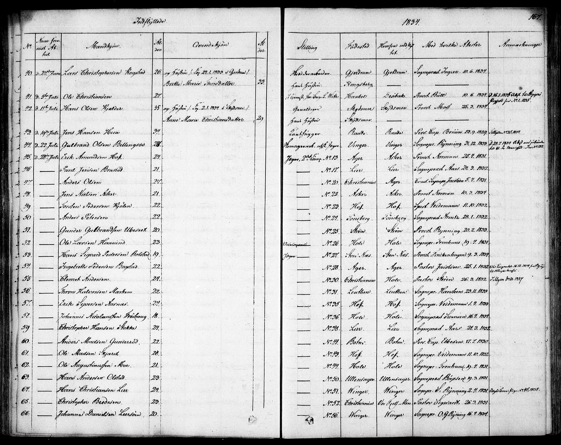 Garnisonsmenigheten Kirkebøker, AV/SAO-A-10846/F/Fa/L0007: Parish register (official) no. 7, 1828-1881, p. 167