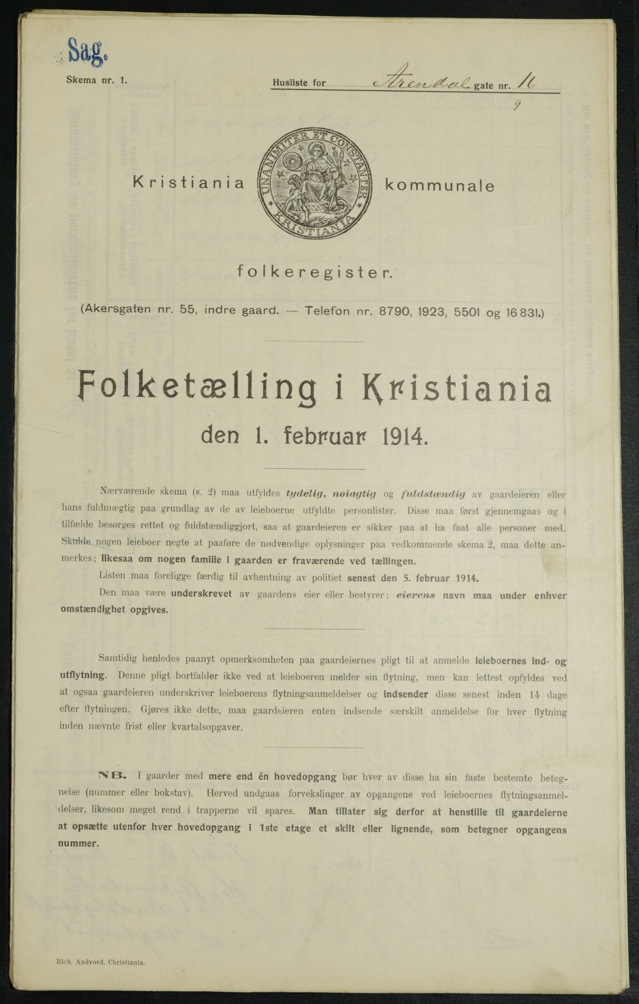 OBA, Municipal Census 1914 for Kristiania, 1914, p. 1978