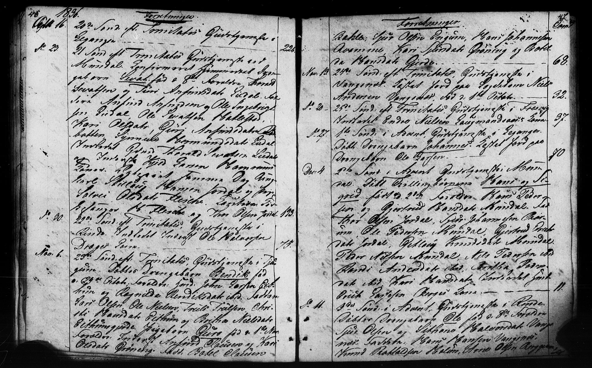 Leikanger sokneprestembete, AV/SAB-A-81001: Curate's parish register no. A 1A, 1833-1838, p. 46-47