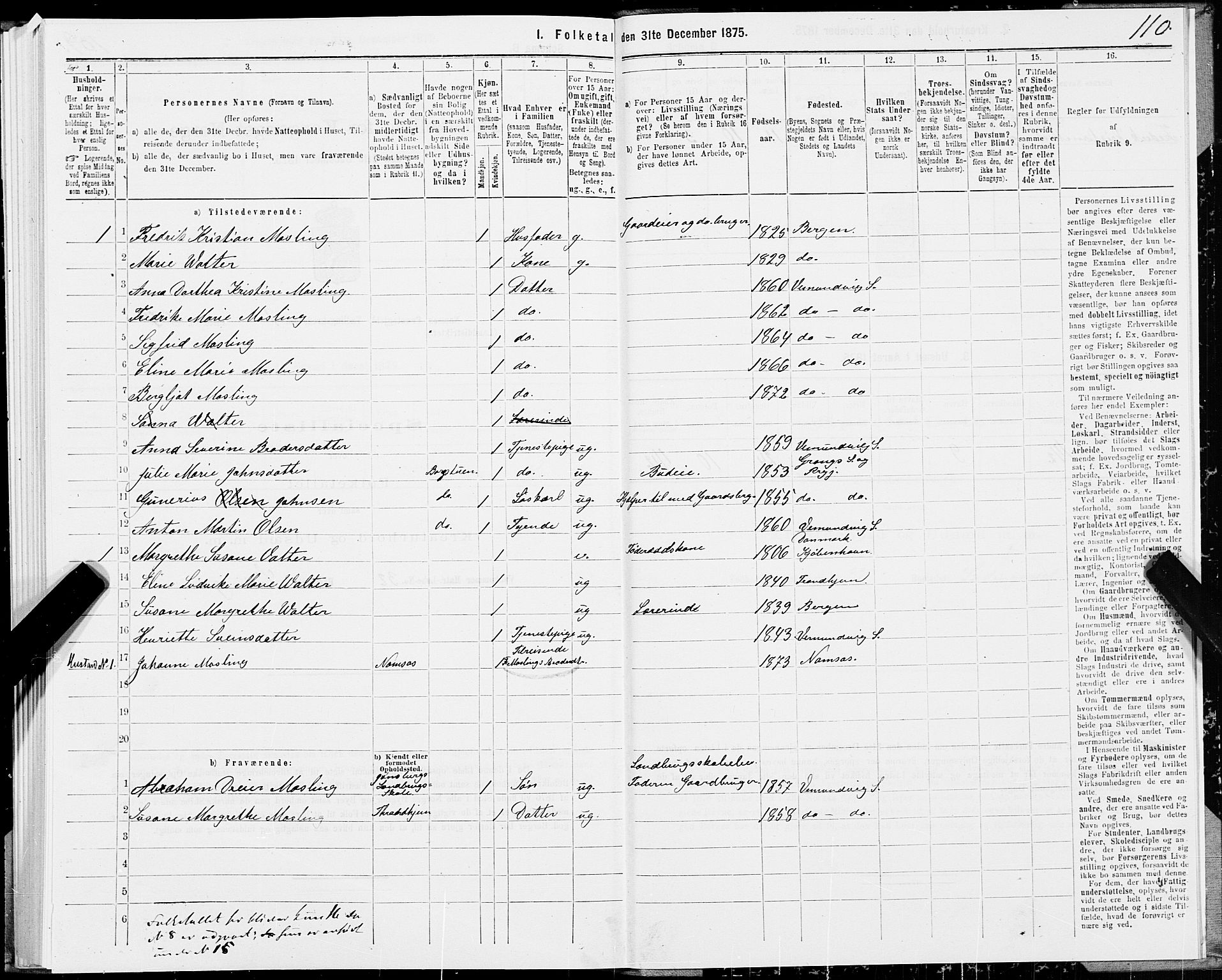 SAT, 1875 census for 1745L Namsos/Vemundvik og Sævik, 1875, p. 1110