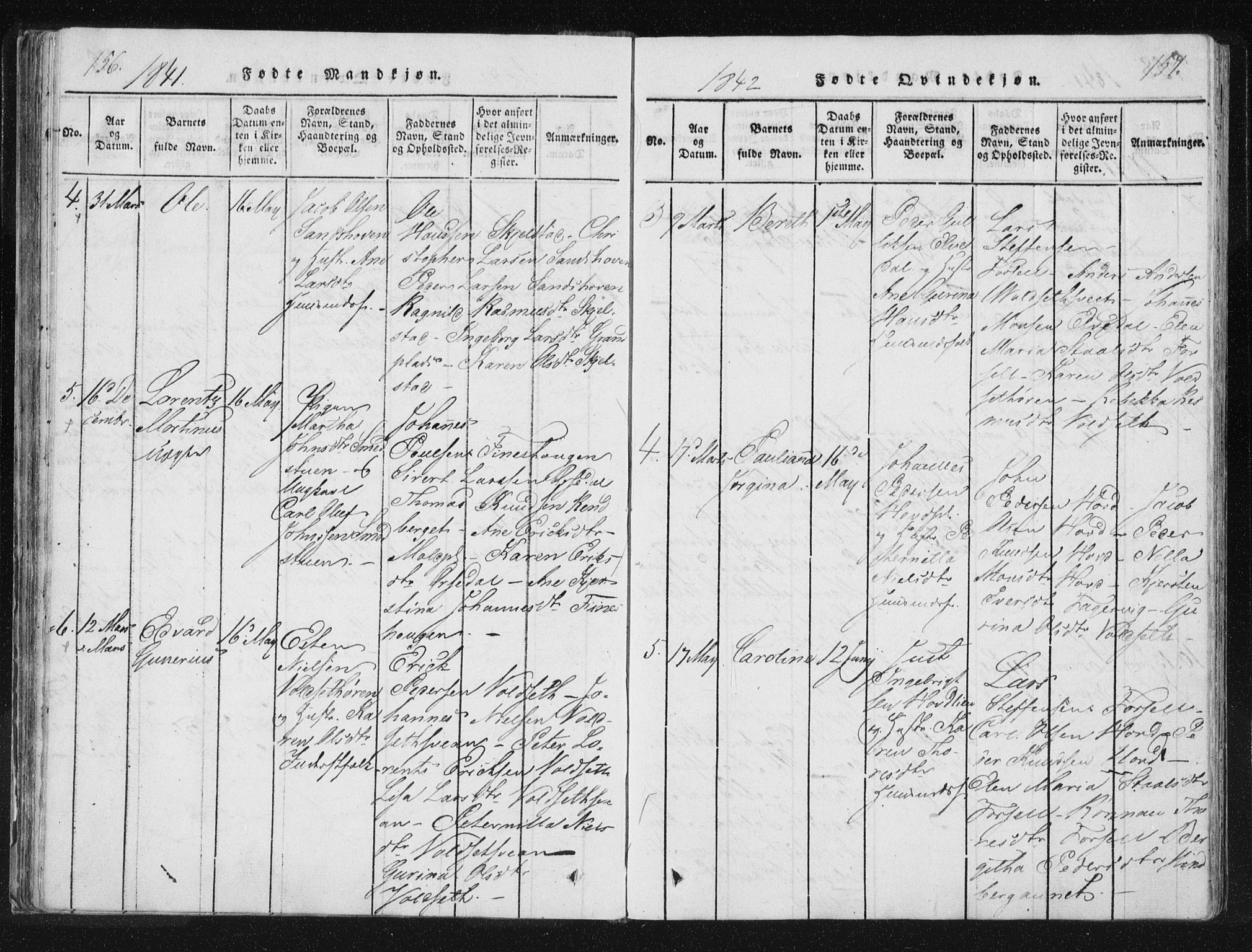 Ministerialprotokoller, klokkerbøker og fødselsregistre - Nord-Trøndelag, SAT/A-1458/744/L0417: Parish register (official) no. 744A01, 1817-1842, p. 156-157