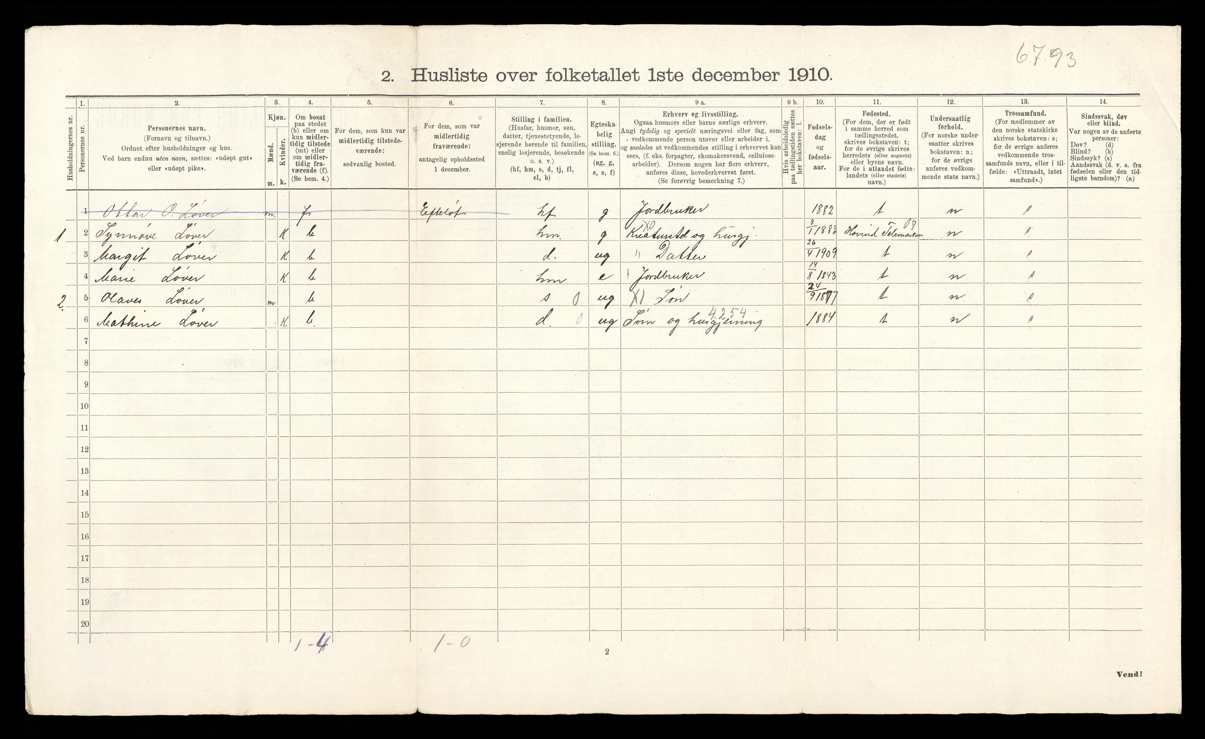 RA, 1910 census for Øvre Sandsvær, 1910, p. 38