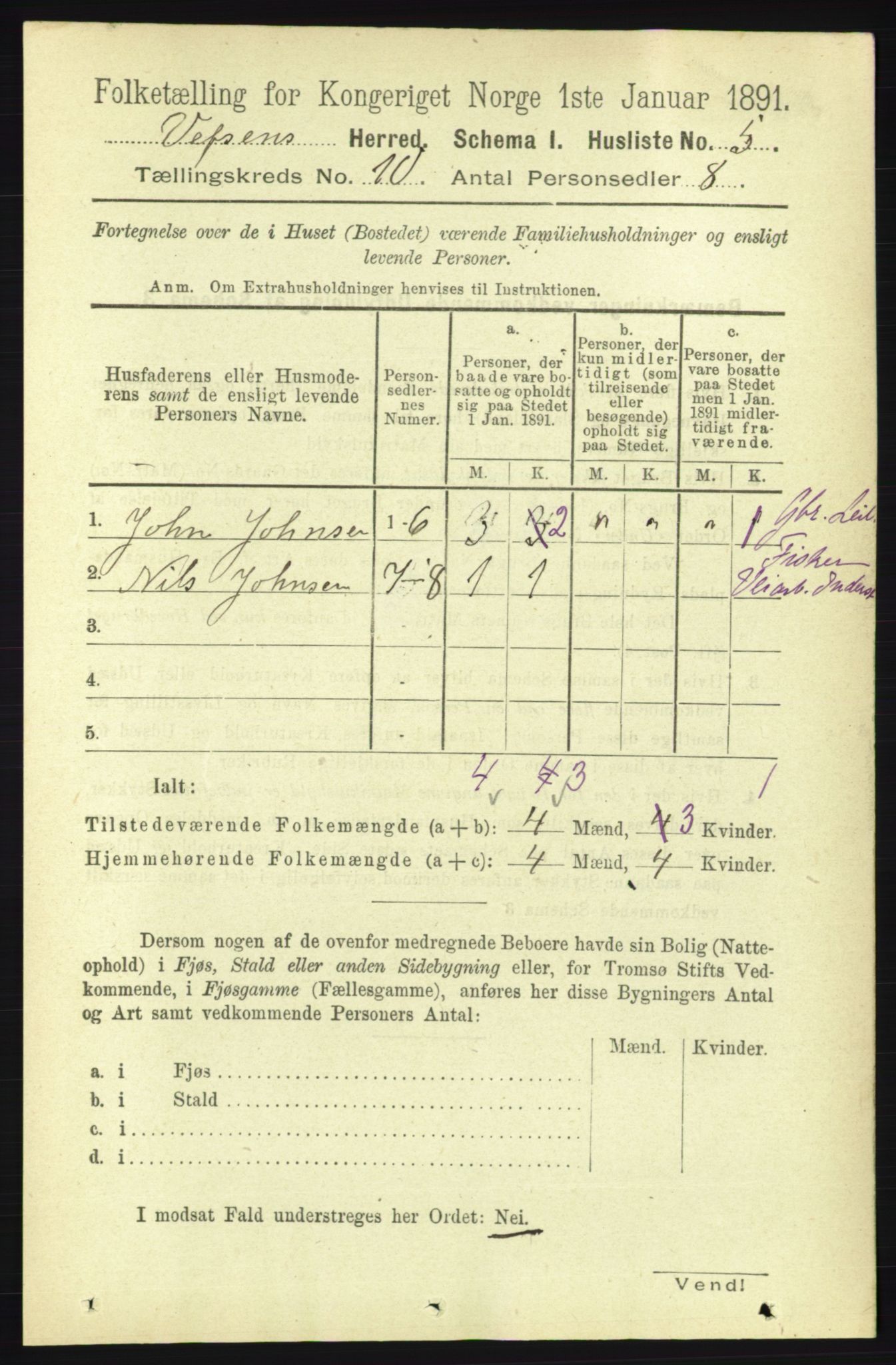 RA, 1891 census for 1824 Vefsn, 1891, p. 5140