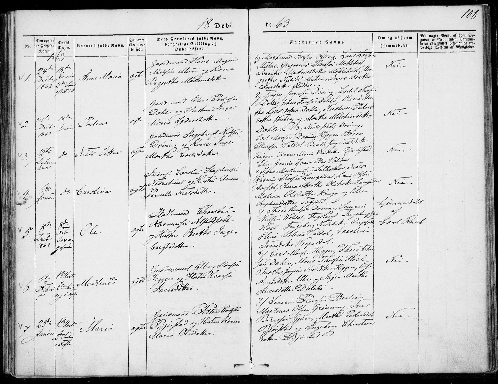 Ministerialprotokoller, klokkerbøker og fødselsregistre - Møre og Romsdal, SAT/A-1454/519/L0249: Parish register (official) no. 519A08, 1846-1868, p. 108