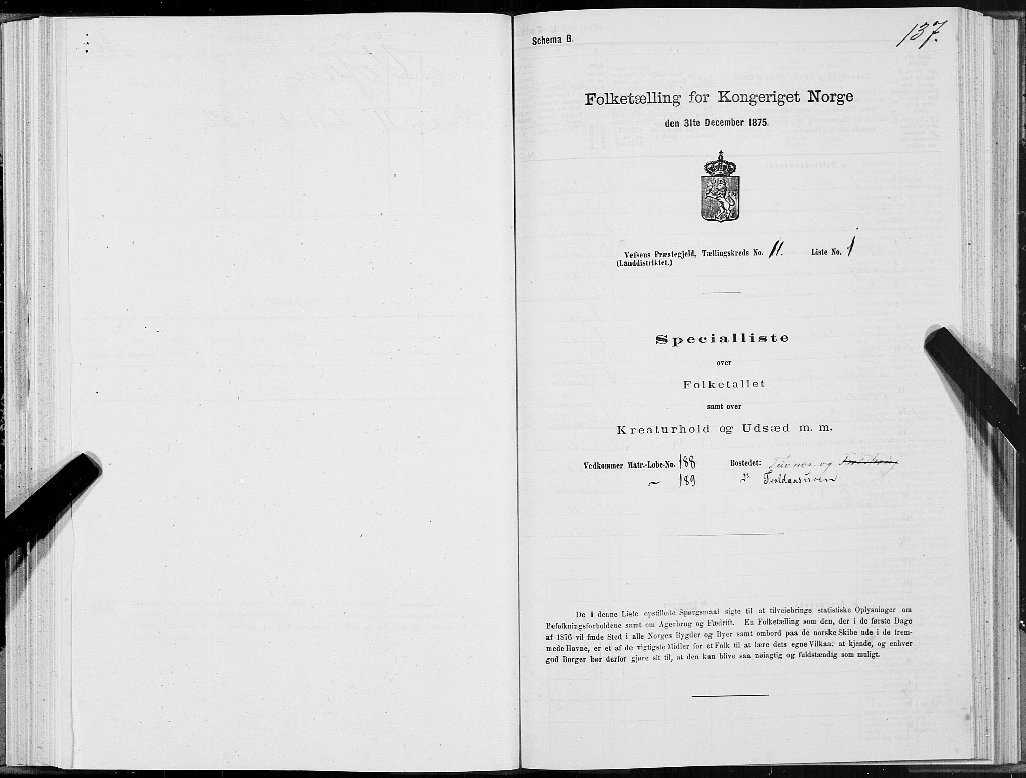 SAT, 1875 census for 1824L Vefsn/Vefsn, 1875, p. 3137