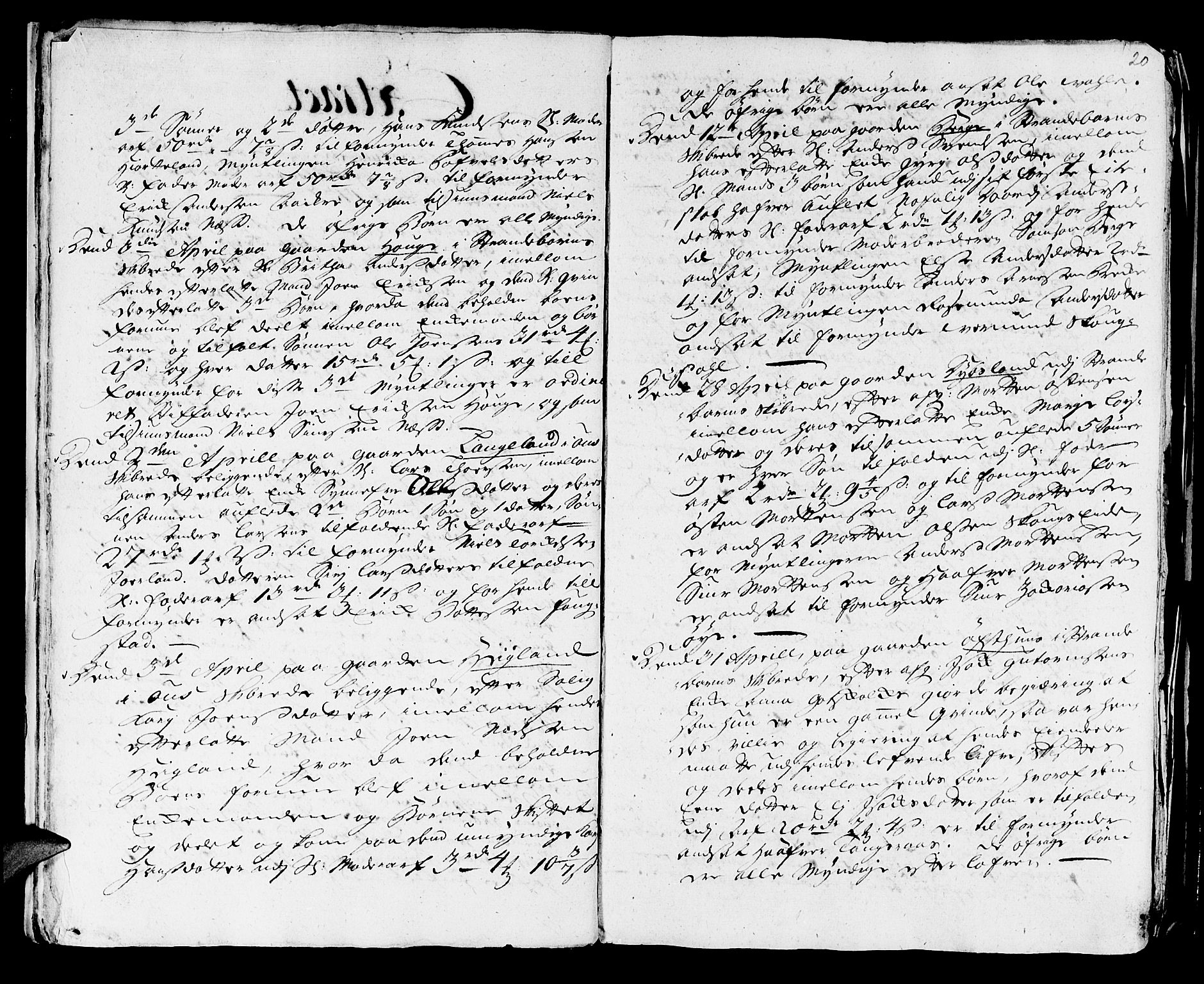 Stiftamtmannen i Bergen, AV/SAB-A-100006/F/Fd/Fdd/0001 / Lnr. 1970 - Sunnhordland, 1731-1745, p. 19b-20a