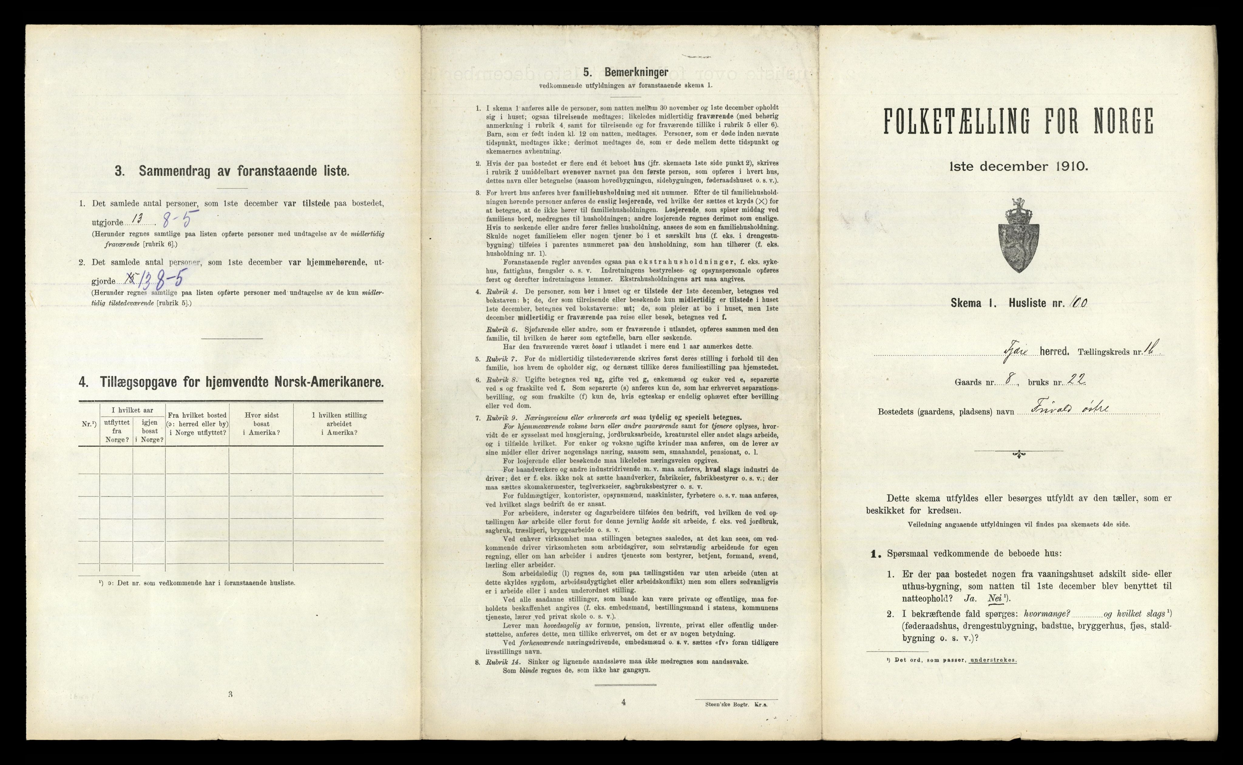 RA, 1910 census for Fjære, 1910, p. 439