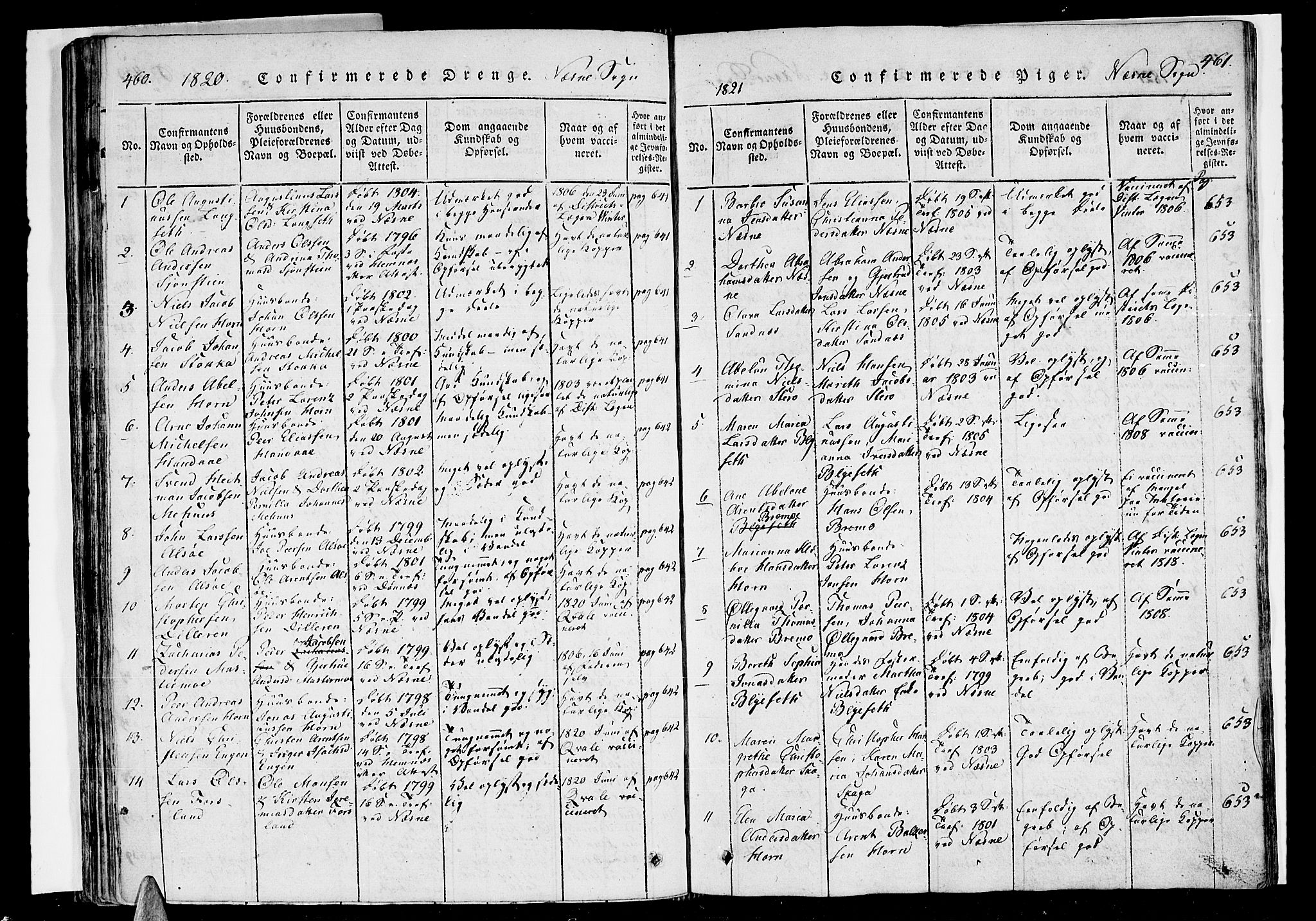 Ministerialprotokoller, klokkerbøker og fødselsregistre - Nordland, SAT/A-1459/838/L0546: Parish register (official) no. 838A05 /1, 1820-1828, p. 460-461