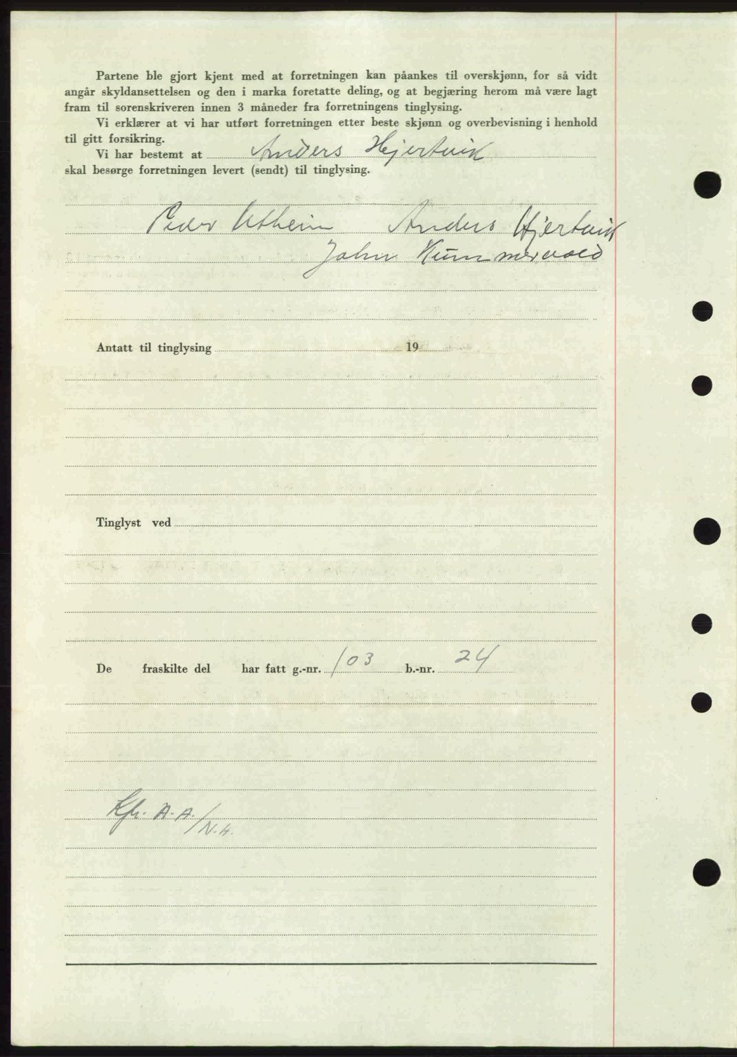 Nordmøre sorenskriveri, AV/SAT-A-4132/1/2/2Ca: Mortgage book no. A103, 1946-1947, Diary no: : 2588/1946