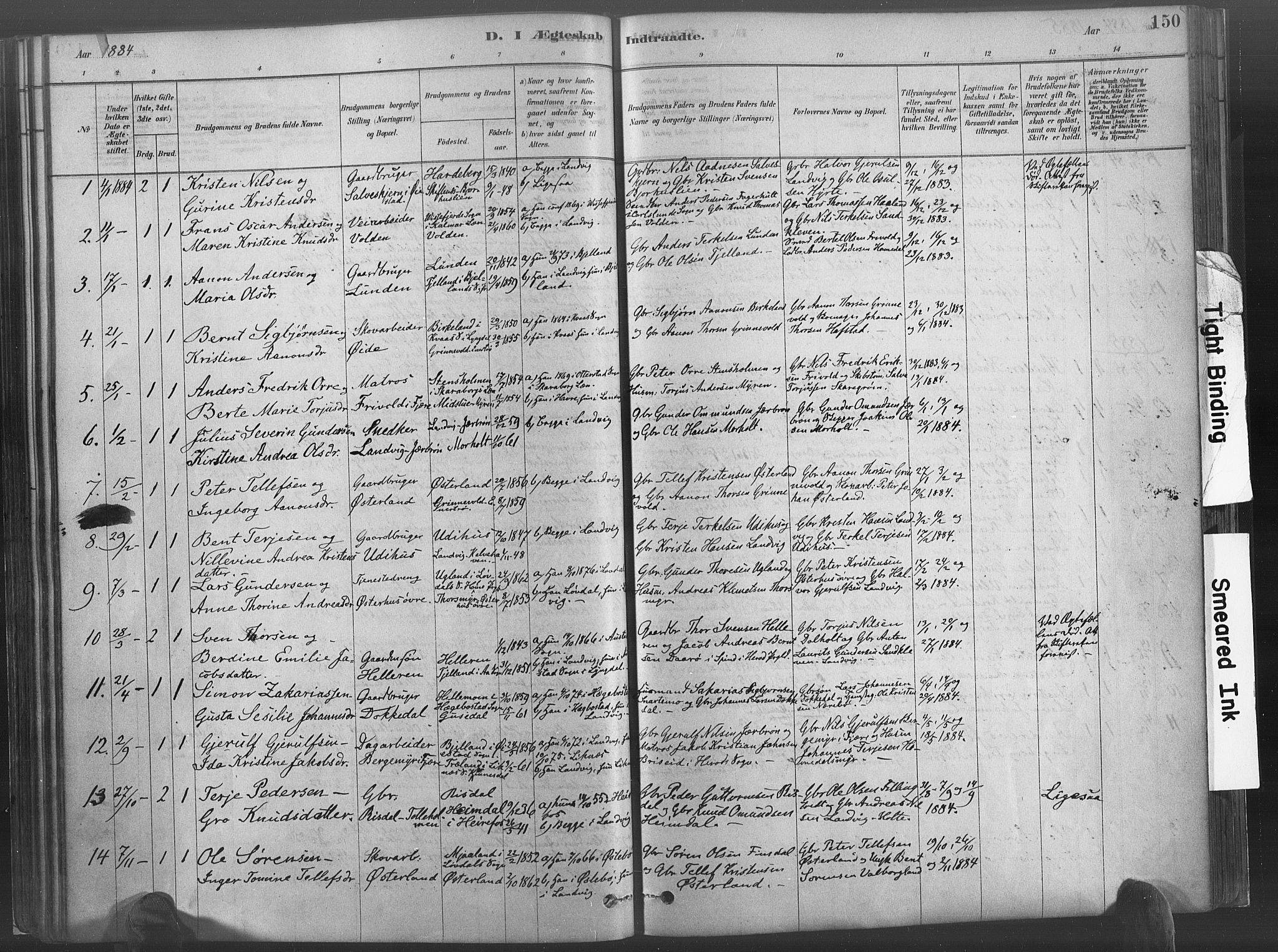 Hommedal sokneprestkontor, SAK/1111-0023/F/Fa/Fab/L0006: Parish register (official) no. A 6, 1878-1897, p. 150