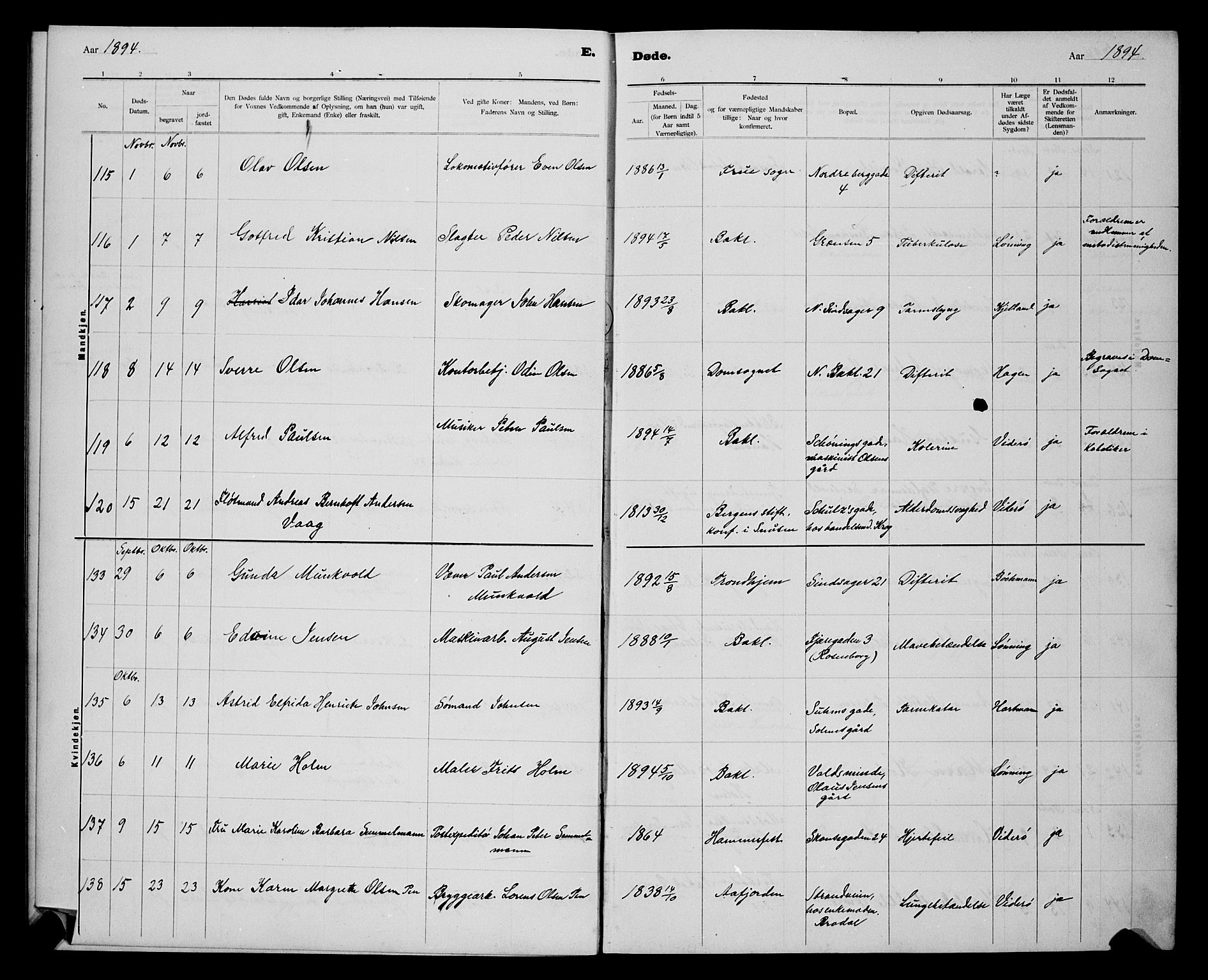 Ministerialprotokoller, klokkerbøker og fødselsregistre - Sør-Trøndelag, AV/SAT-A-1456/604/L0224: Parish register (copy) no. 604C07, 1894-1898