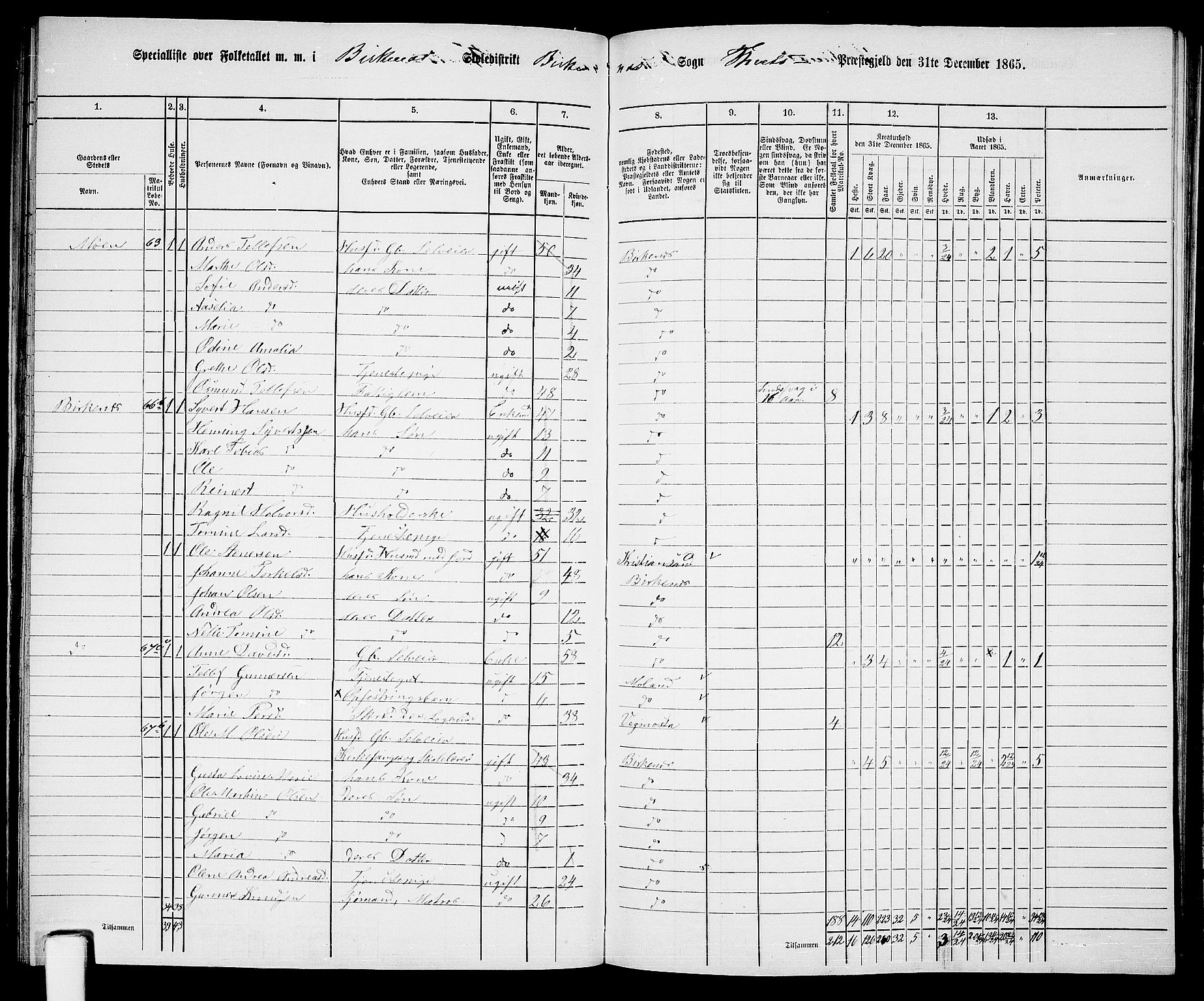 RA, 1865 census for Tveit, 1865, p. 104