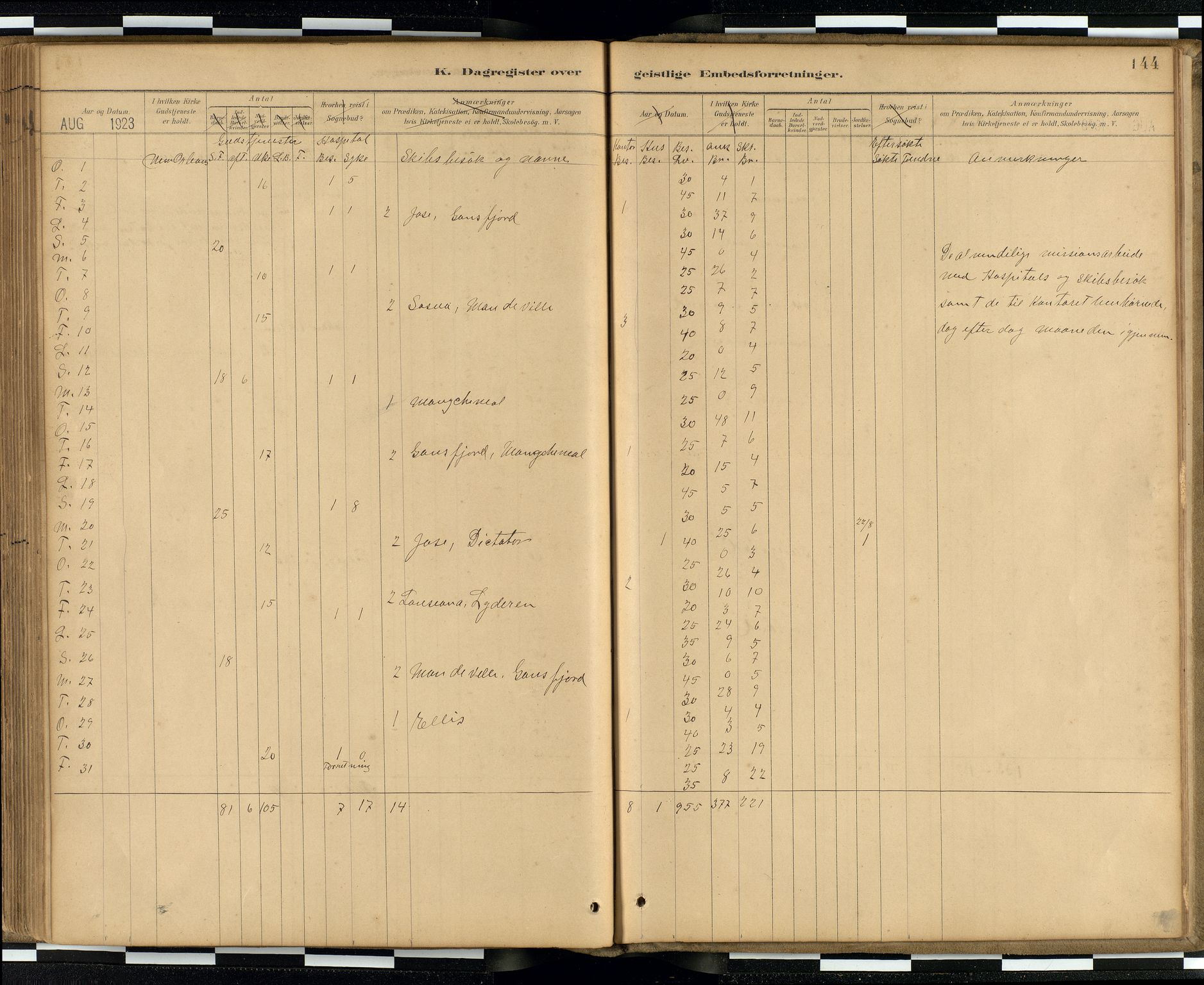 Den norske sjømannsmisjon i utlandet / Quebec (Canada) samt Pensacola--Savannah-Mobile-New Orleans-Gulfport (Gulfhamnene i USA), SAB/SAB/PA-0114/H/Ha/L0001: Parish register (official) no. A 1, 1887-1924, p. 143b-144a