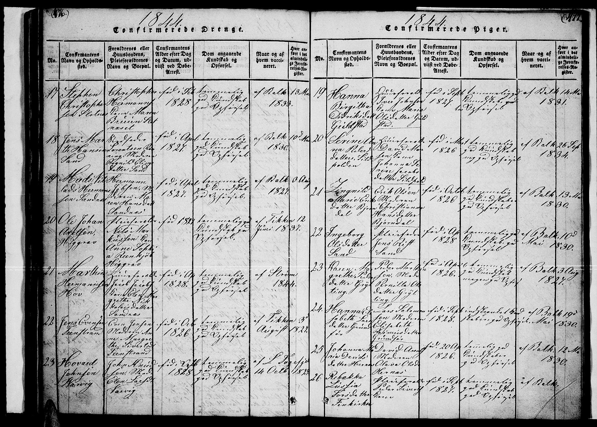 Ministerialprotokoller, klokkerbøker og fødselsregistre - Nordland, AV/SAT-A-1459/888/L1263: Parish register (copy) no. 888C02 /1, 1820-1850, p. 476-477