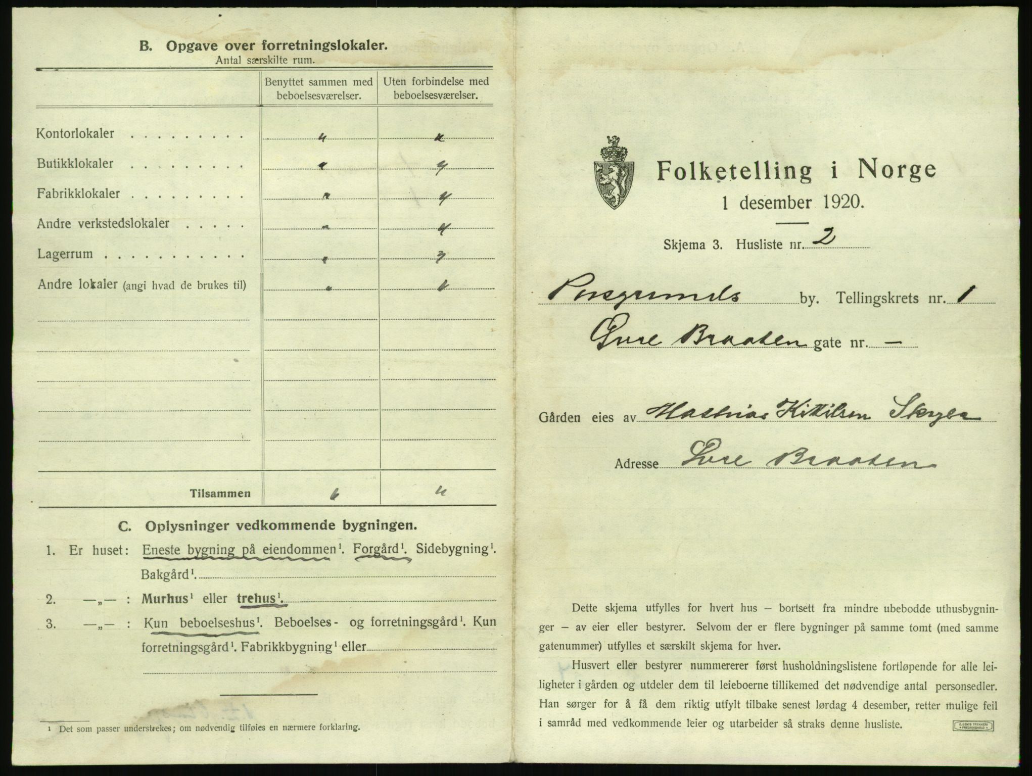 SAKO, 1920 census for Porsgrunn, 1920, p. 55