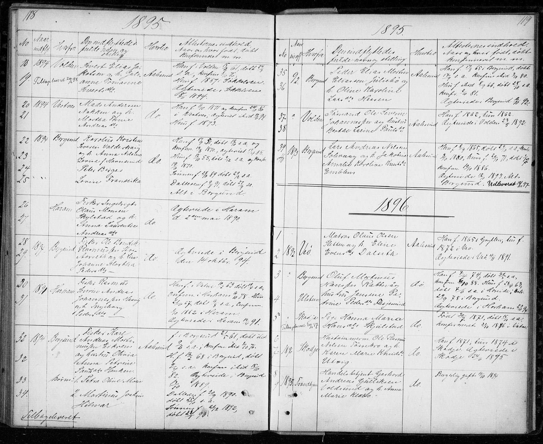 Ministerialprotokoller, klokkerbøker og fødselsregistre - Møre og Romsdal, AV/SAT-A-1454/529/L0481: Parish register (copy) no. 529C18, 1873-1898, p. 118-119