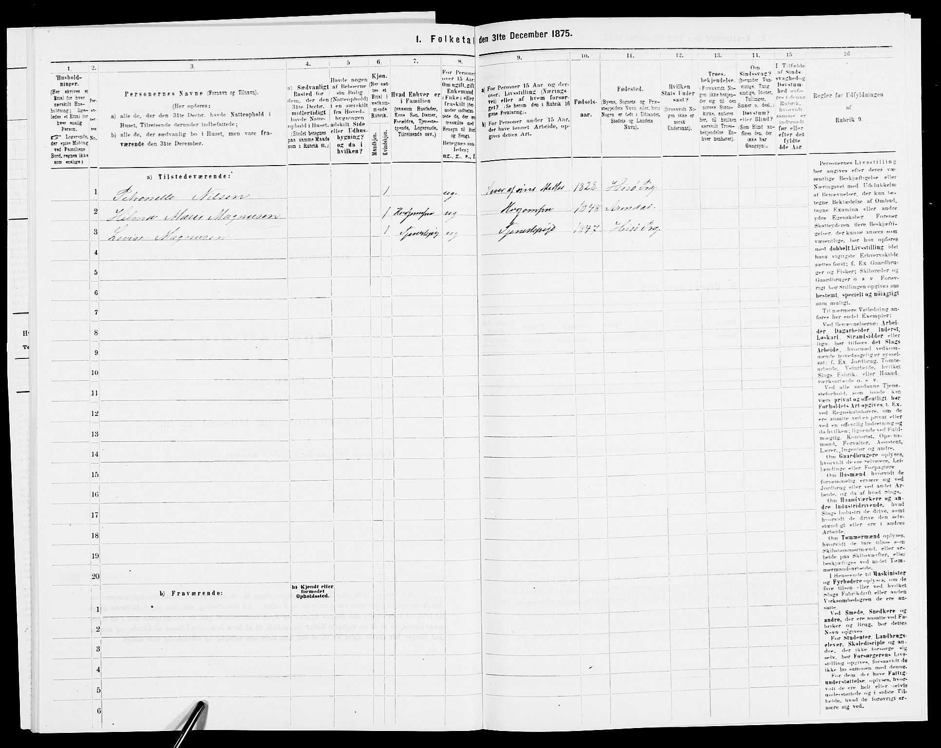 SAK, 1875 census for 0922P Hisøy, 1875, p. 151