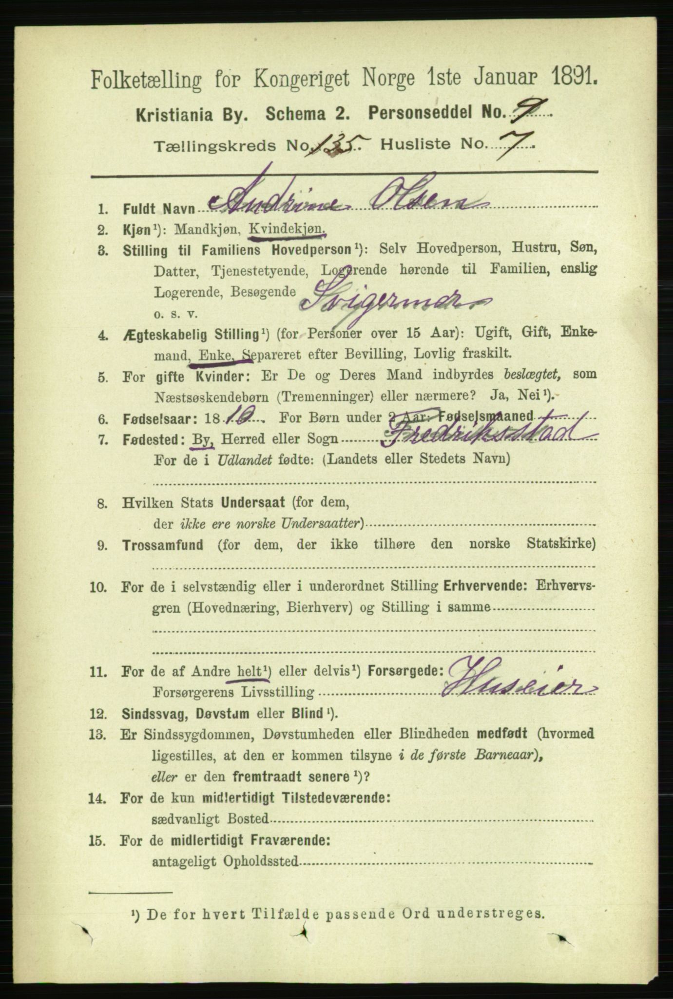 RA, 1891 census for 0301 Kristiania, 1891, p. 74595