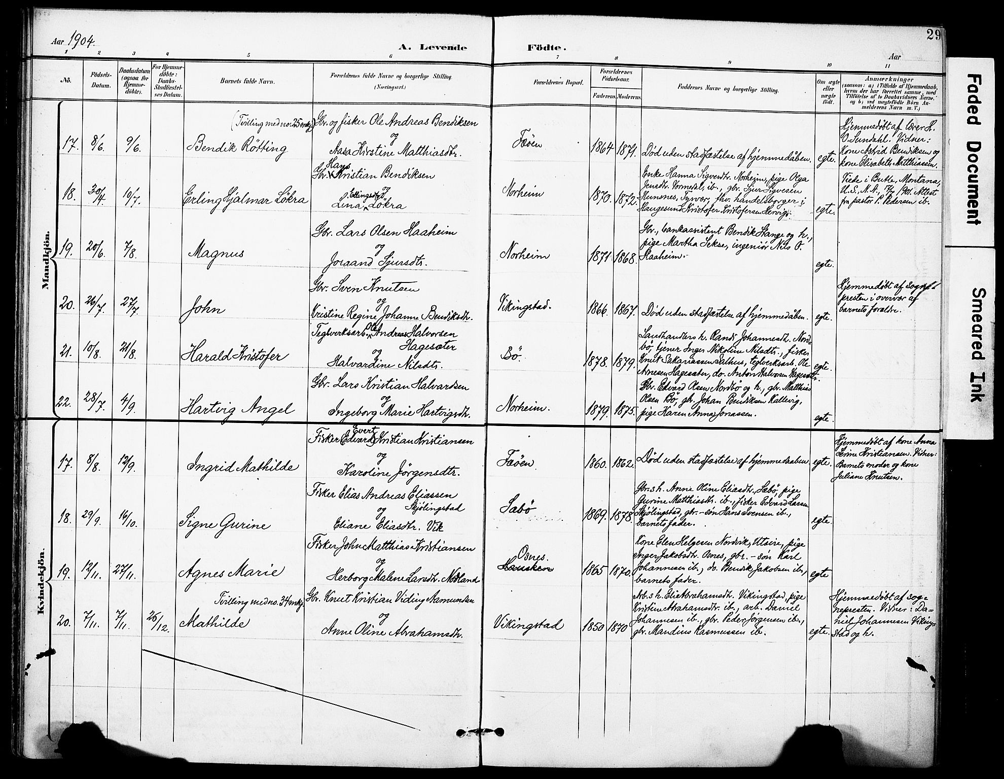 Torvastad sokneprestkontor, AV/SAST-A -101857/H/Ha/Haa/L0017: Parish register (official) no. A 16, 1899-1911, p. 29