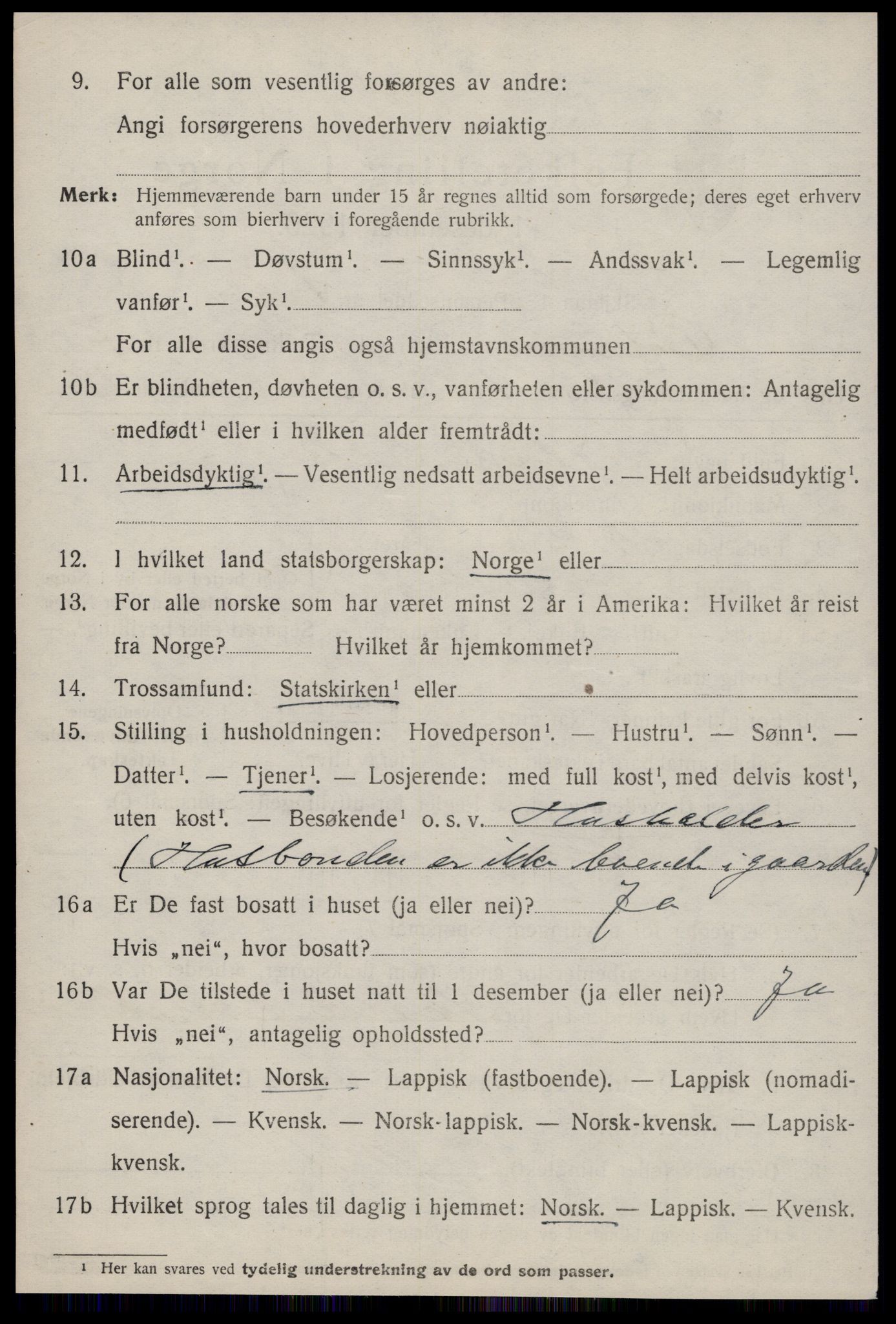 SAT, 1920 census for Orkanger, 1920, p. 3482