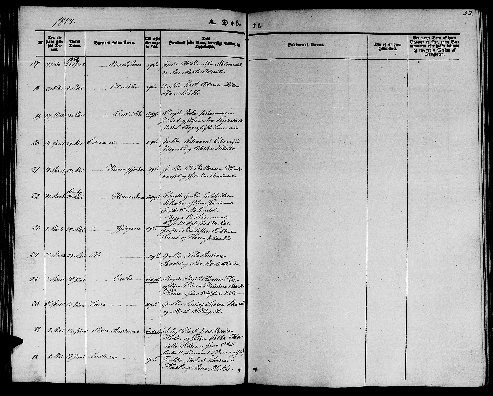 Ministerialprotokoller, klokkerbøker og fødselsregistre - Møre og Romsdal, AV/SAT-A-1454/565/L0753: Parish register (copy) no. 565C02, 1845-1870, p. 52