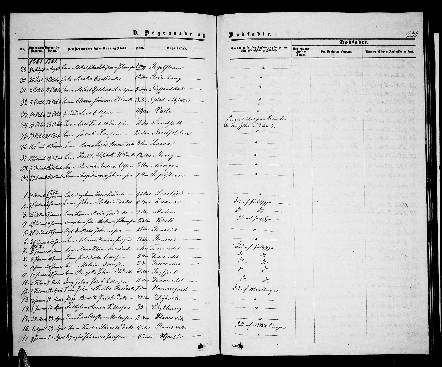 Ministerialprotokoller, klokkerbøker og fødselsregistre - Nordland, AV/SAT-A-1459/853/L0775: Parish register (copy) no. 853C03, 1859-1877, p. 235