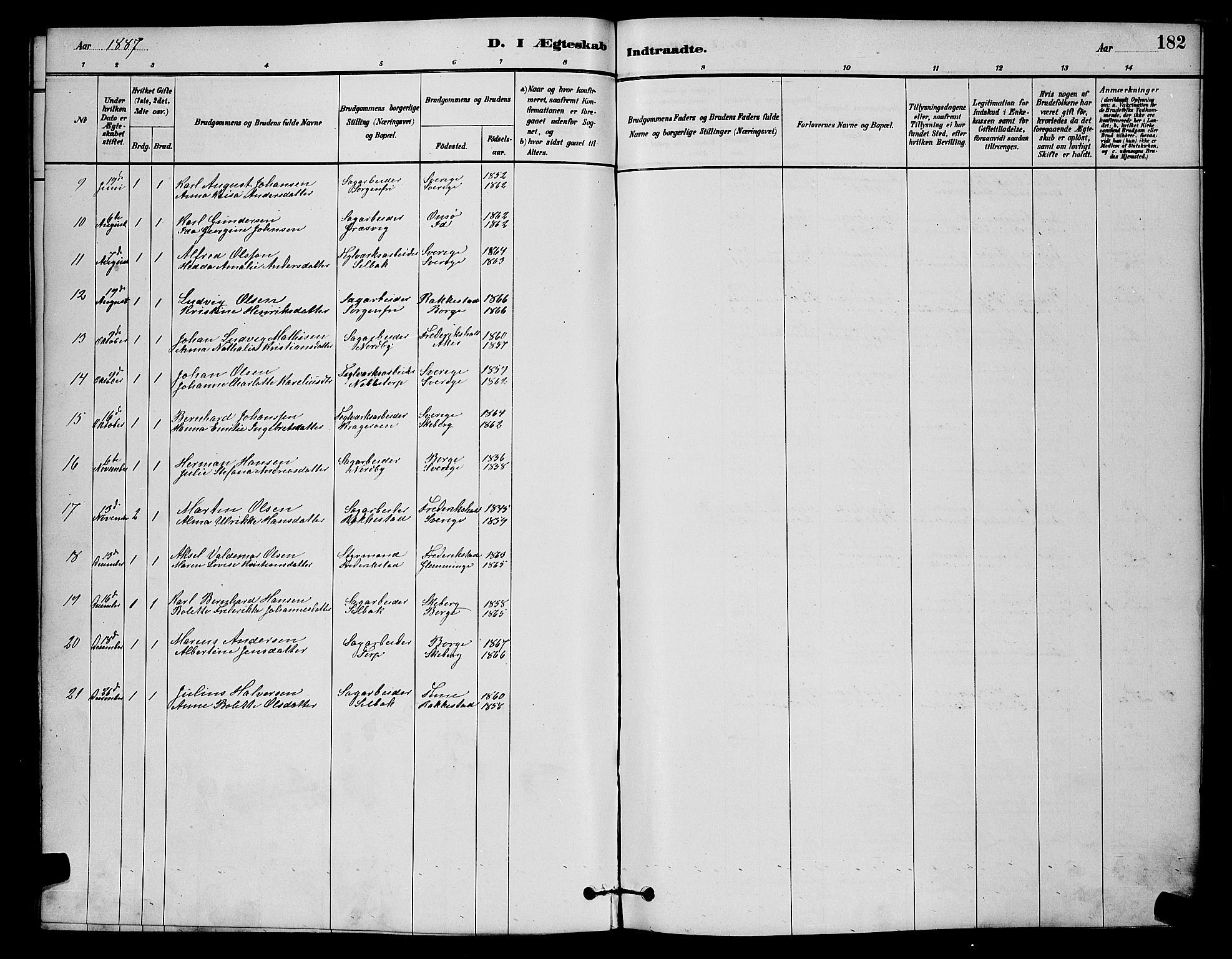 Østre Fredrikstad prestekontor Kirkebøker, SAO/A-10907/G/Ga/L0001: Parish register (copy) no. 1, 1880-1899, p. 182