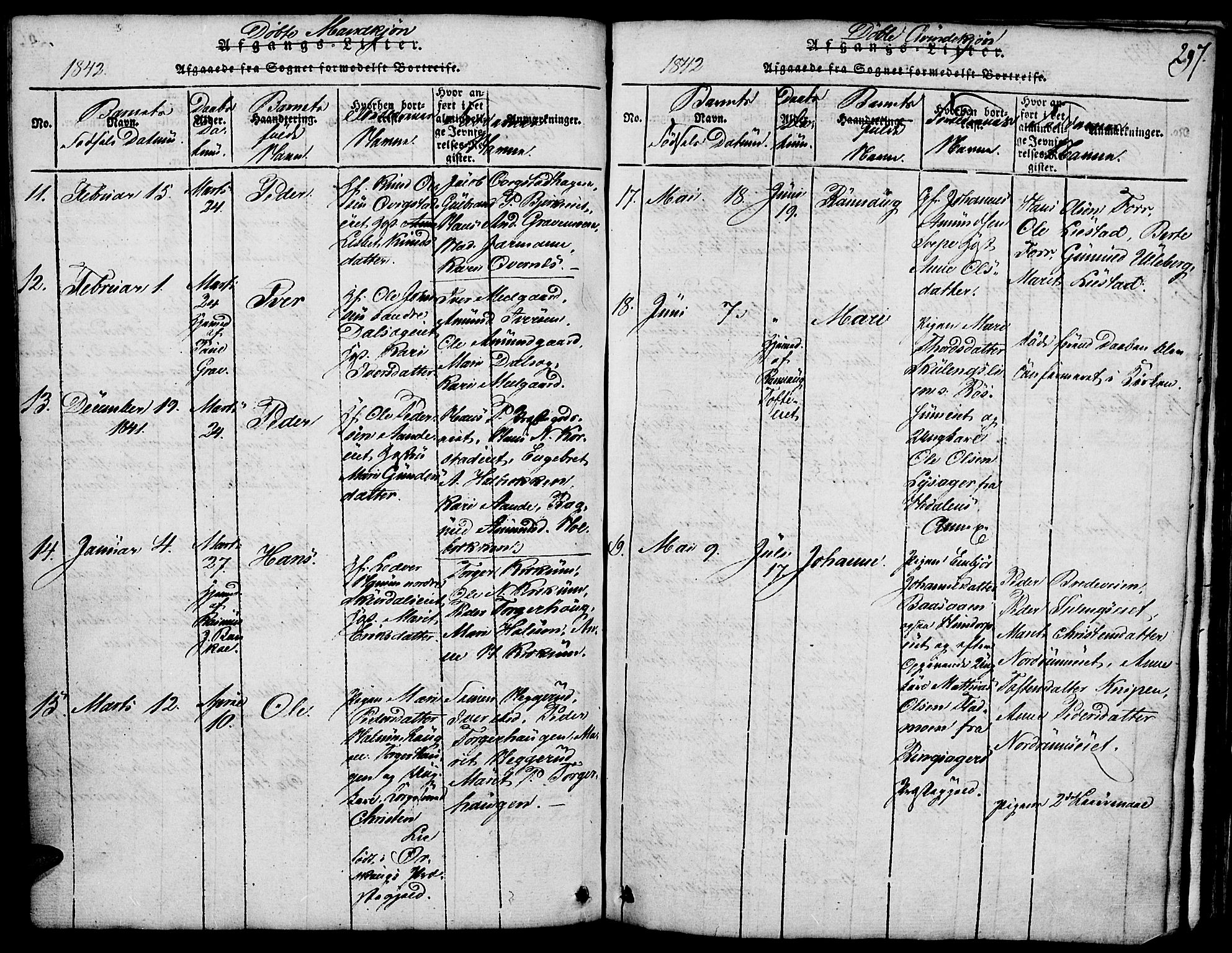 Fron prestekontor, SAH/PREST-078/H/Ha/Hab/L0001: Parish register (copy) no. 1, 1816-1843, p. 297