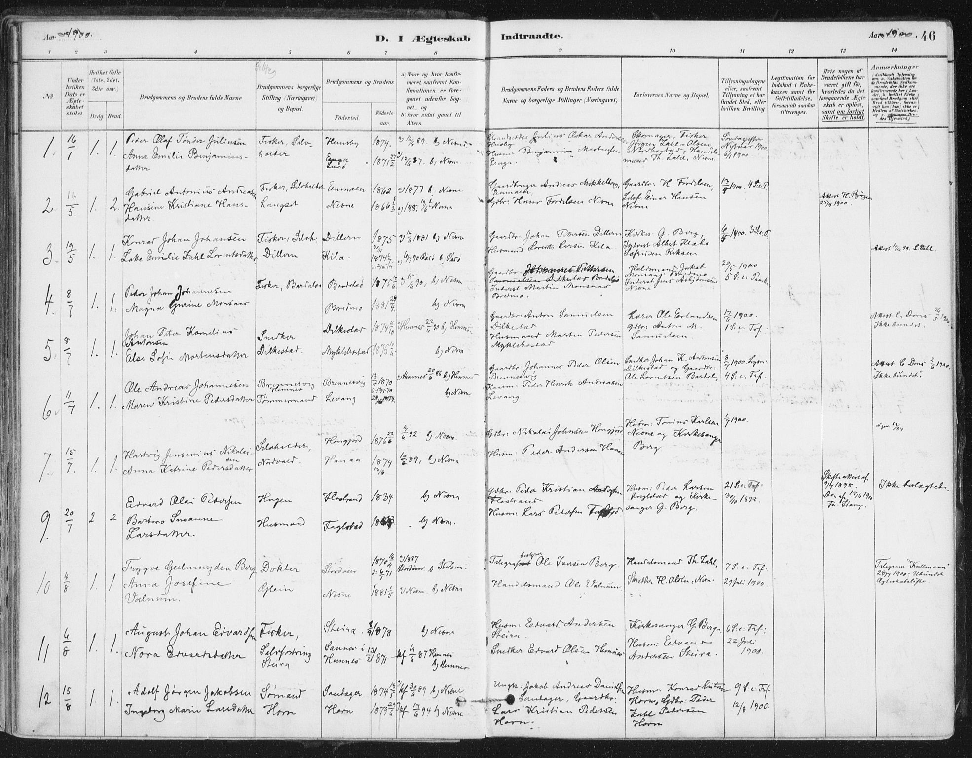 Ministerialprotokoller, klokkerbøker og fødselsregistre - Nordland, SAT/A-1459/838/L0553: Parish register (official) no. 838A11, 1880-1910, p. 46