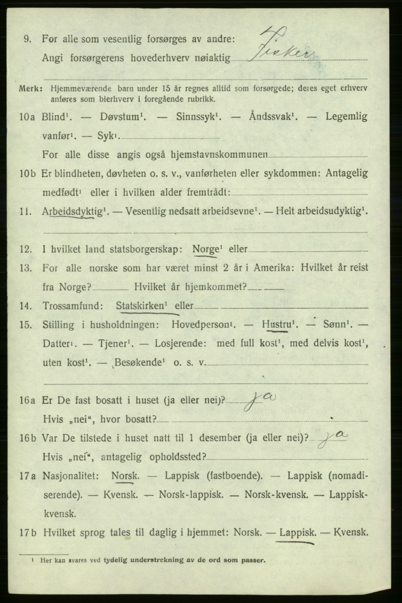 SATØ, 1920 census for Kjelvik, 1920, p. 1706