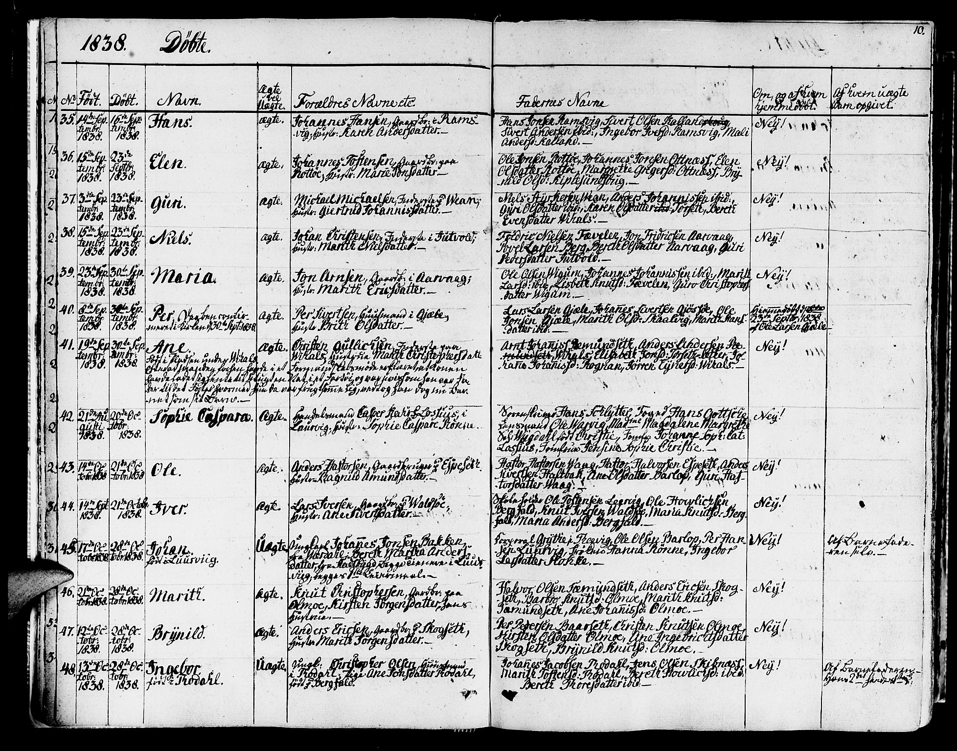 Ministerialprotokoller, klokkerbøker og fødselsregistre - Møre og Romsdal, SAT/A-1454/578/L0904: Parish register (official) no. 578A03, 1836-1858, p. 10
