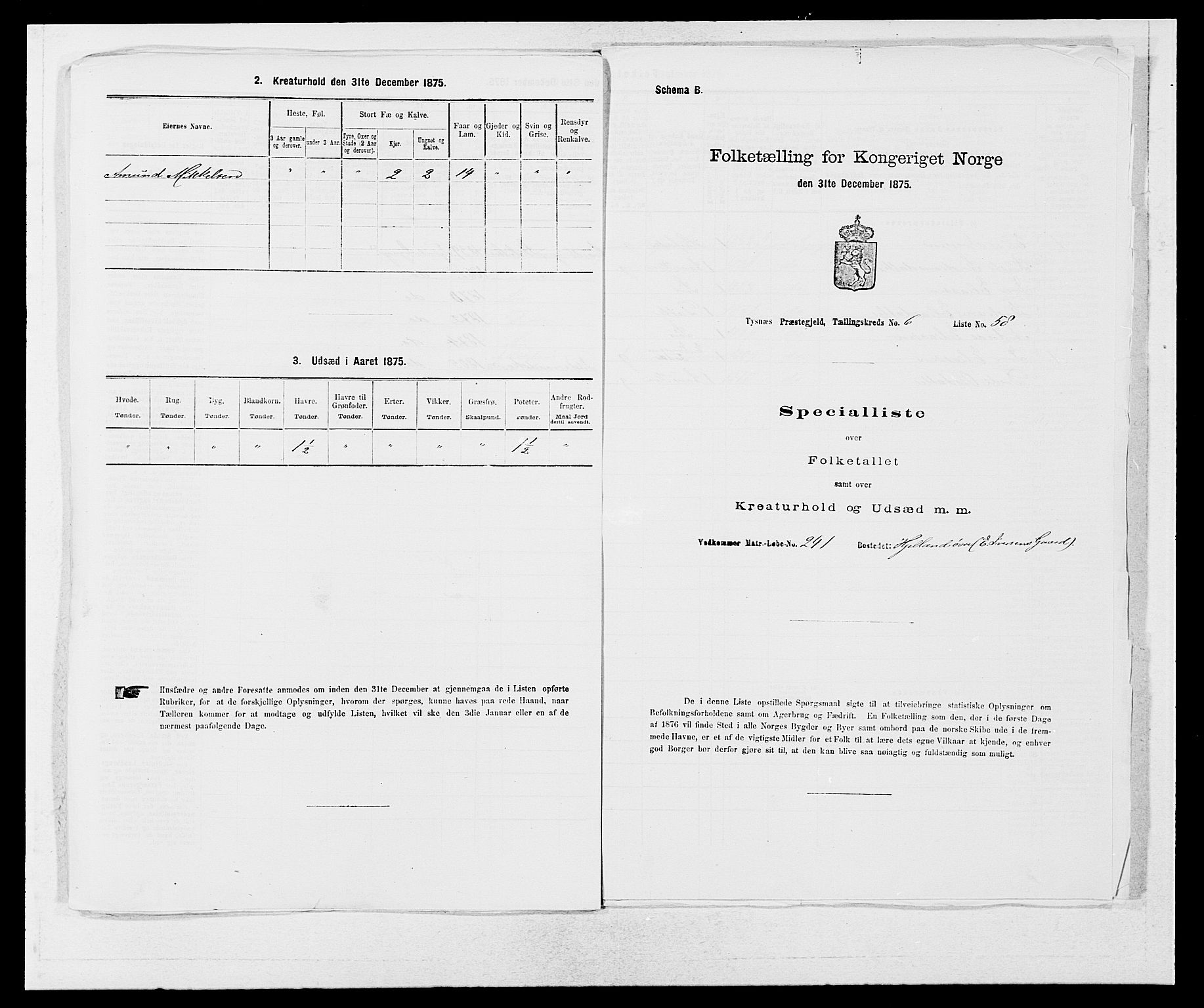 SAB, 1875 census for 1223P Tysnes, 1875, p. 760