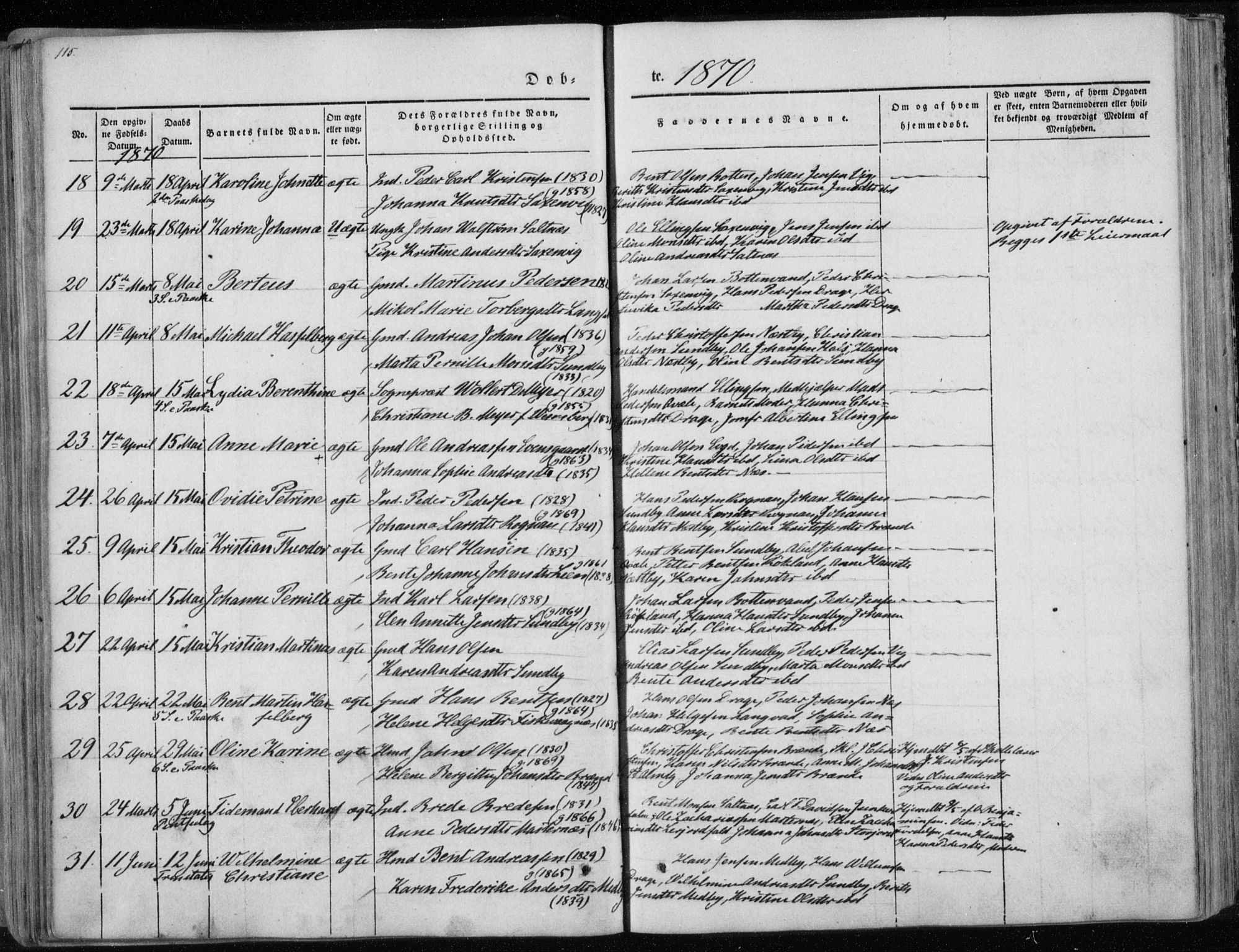 Ministerialprotokoller, klokkerbøker og fødselsregistre - Nordland, AV/SAT-A-1459/847/L0666: Parish register (official) no. 847A06, 1842-1871, p. 115