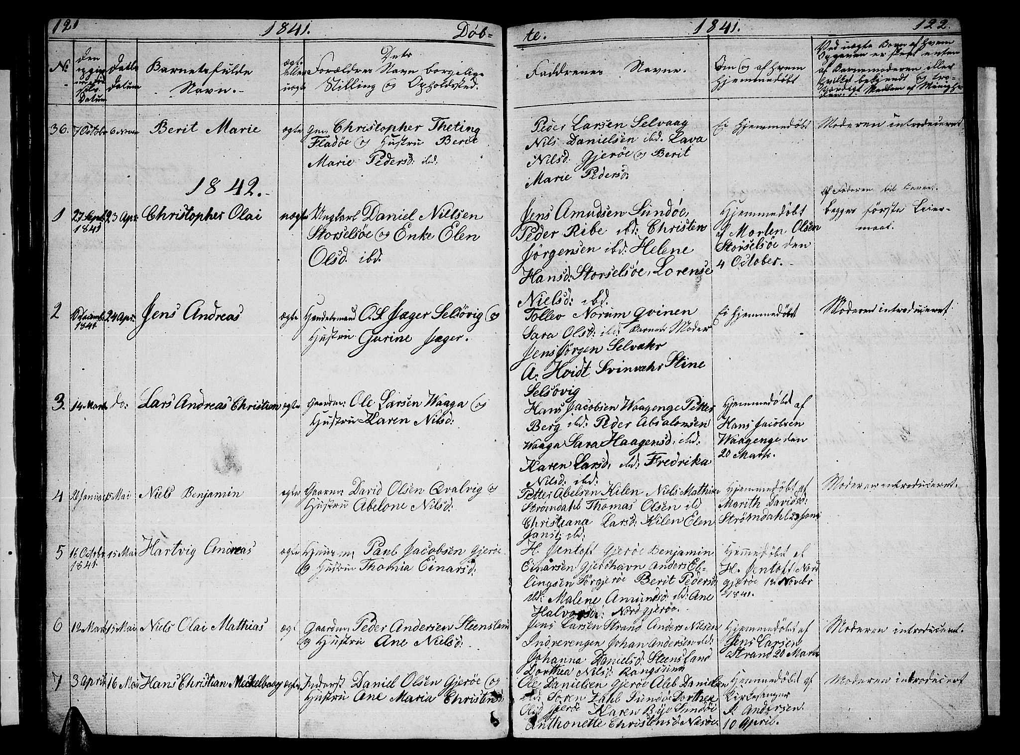 Ministerialprotokoller, klokkerbøker og fødselsregistre - Nordland, AV/SAT-A-1459/841/L0618: Parish register (copy) no. 841C02, 1833-1855, p. 121-122