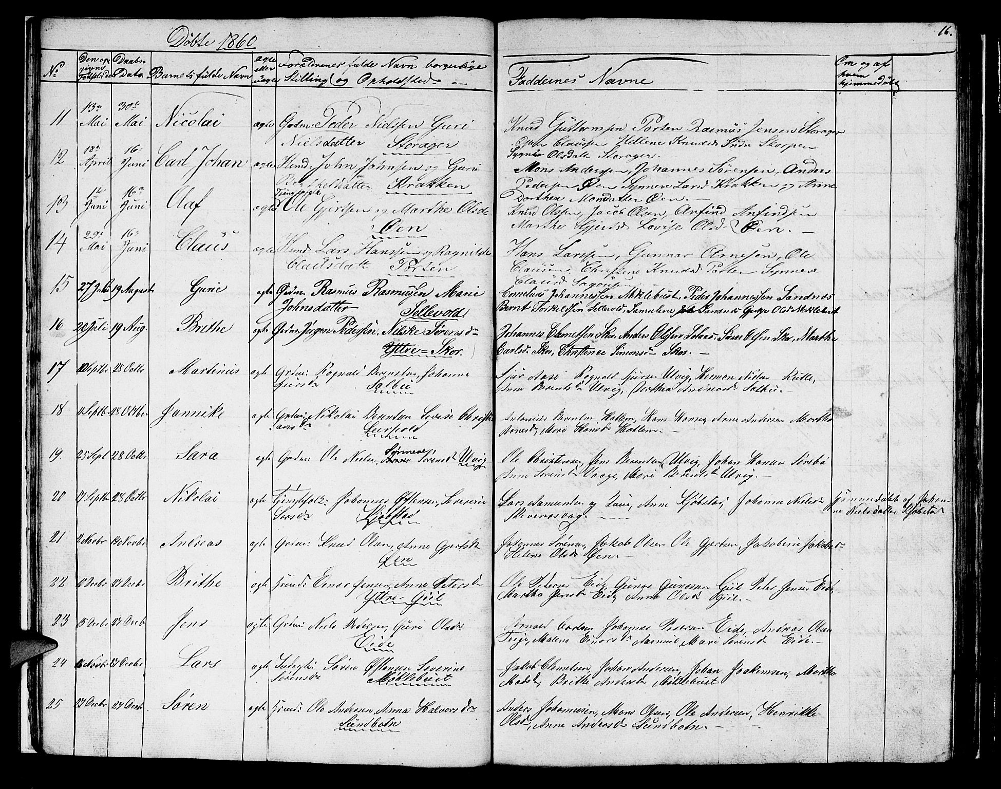 Hyllestad sokneprestembete, AV/SAB-A-80401: Parish register (copy) no. C 1, 1853-1873, p. 16