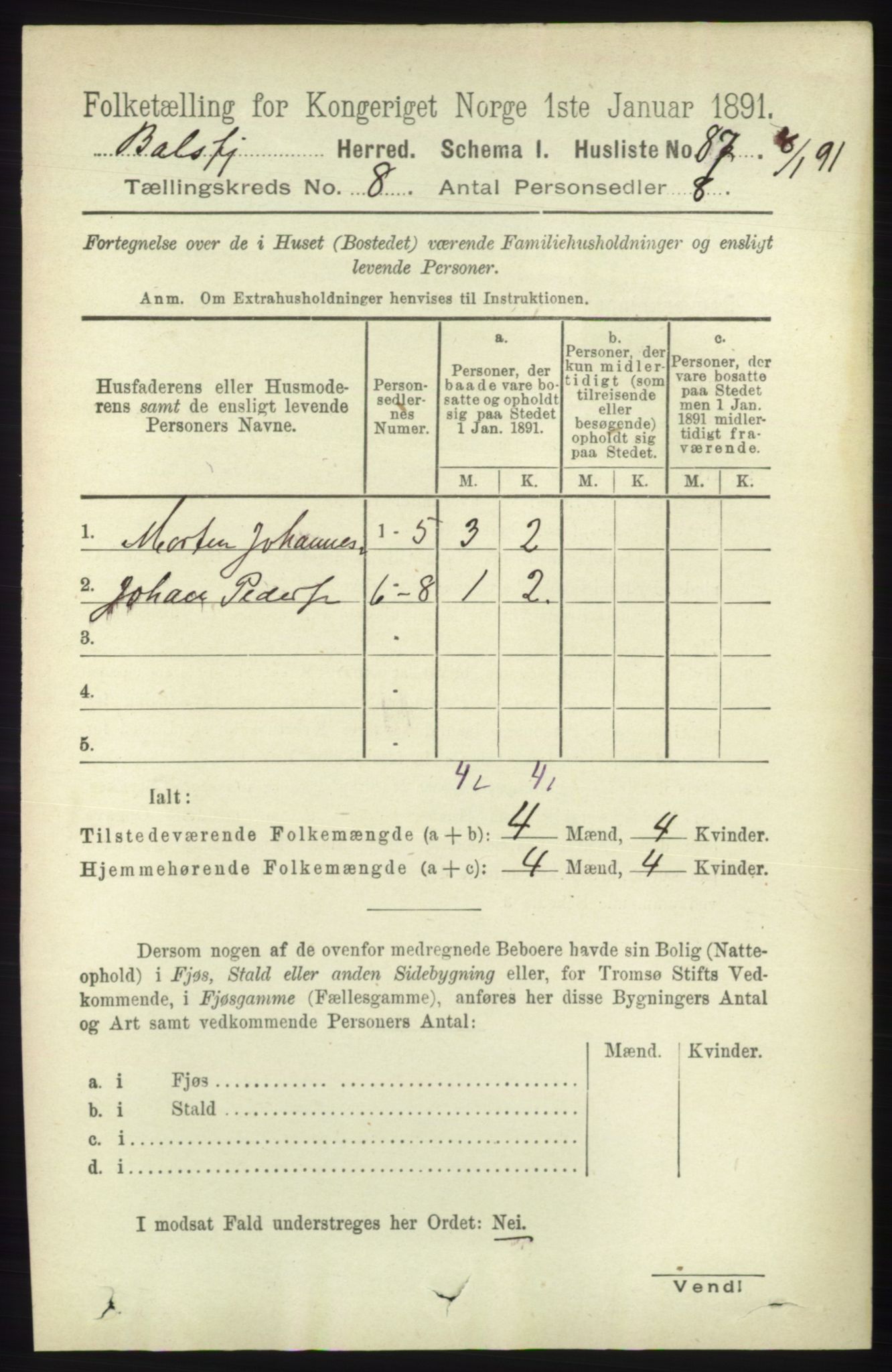 RA, 1891 census for 1933 Balsfjord, 1891, p. 2453