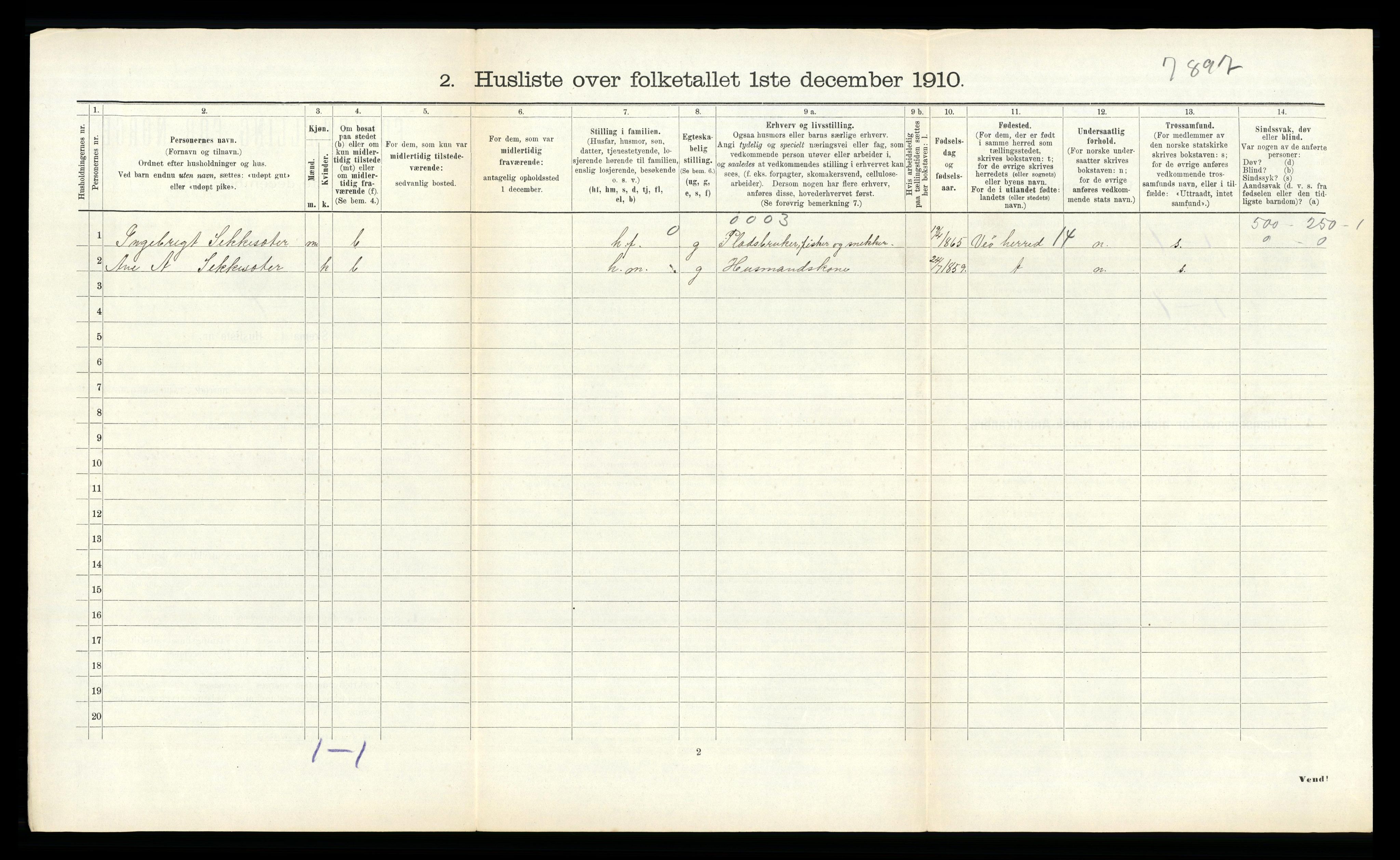 RA, 1910 census for Vestnes, 1910, p. 918