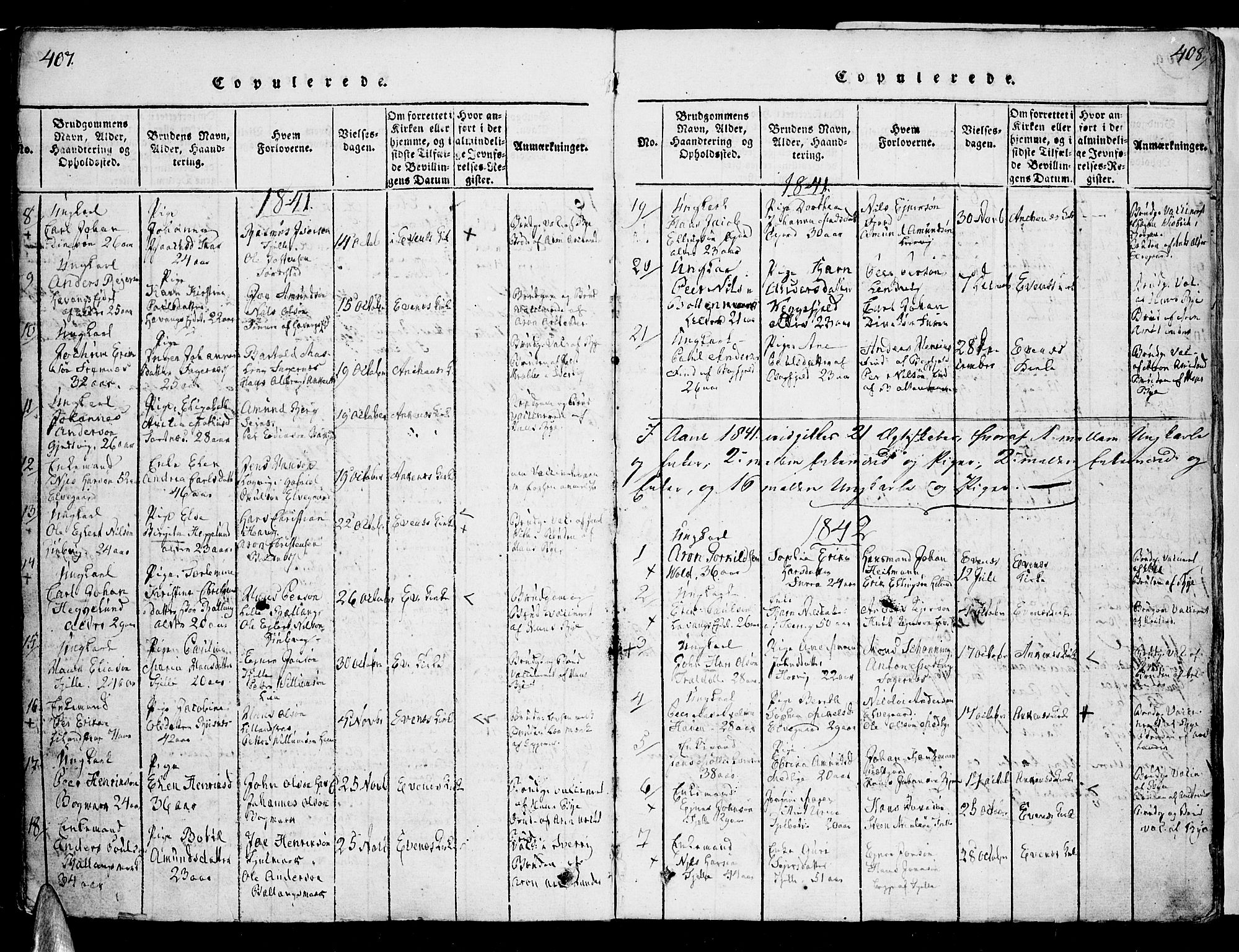 Ministerialprotokoller, klokkerbøker og fødselsregistre - Nordland, SAT/A-1459/863/L0894: Parish register (official) no. 863A06, 1821-1851, p. 407-408
