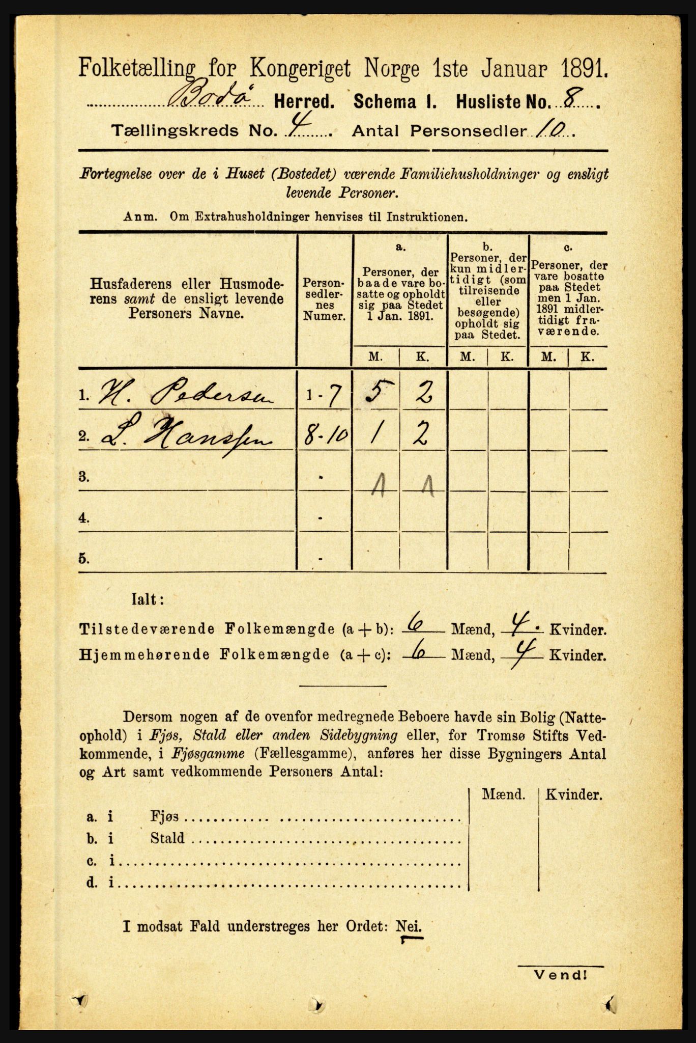 RA, 1891 census for 1843 Bodø, 1891, p. 2129