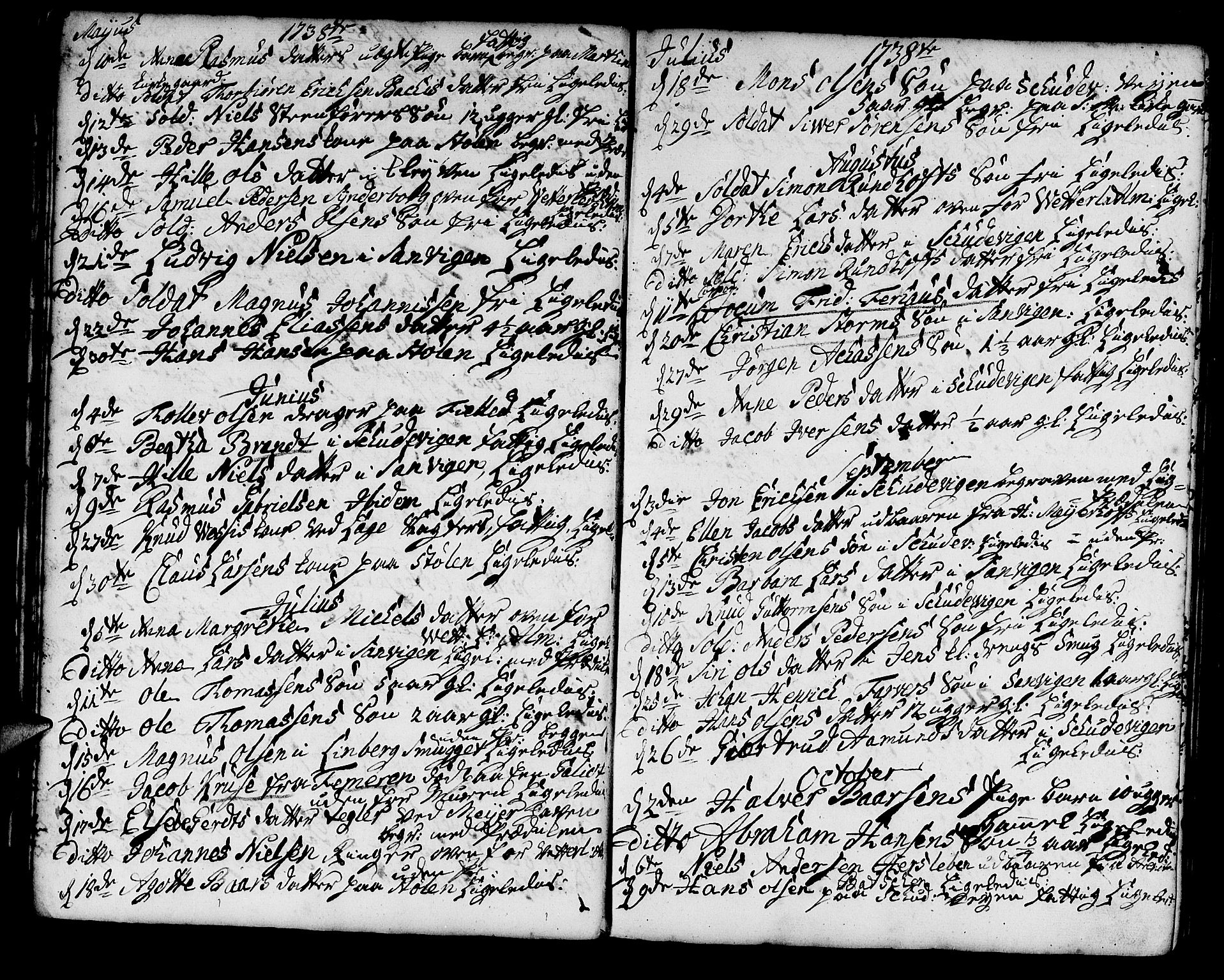 Korskirken sokneprestembete, AV/SAB-A-76101/H/Haa/L0011: Parish register (official) no. A 11, 1731-1785, p. 22