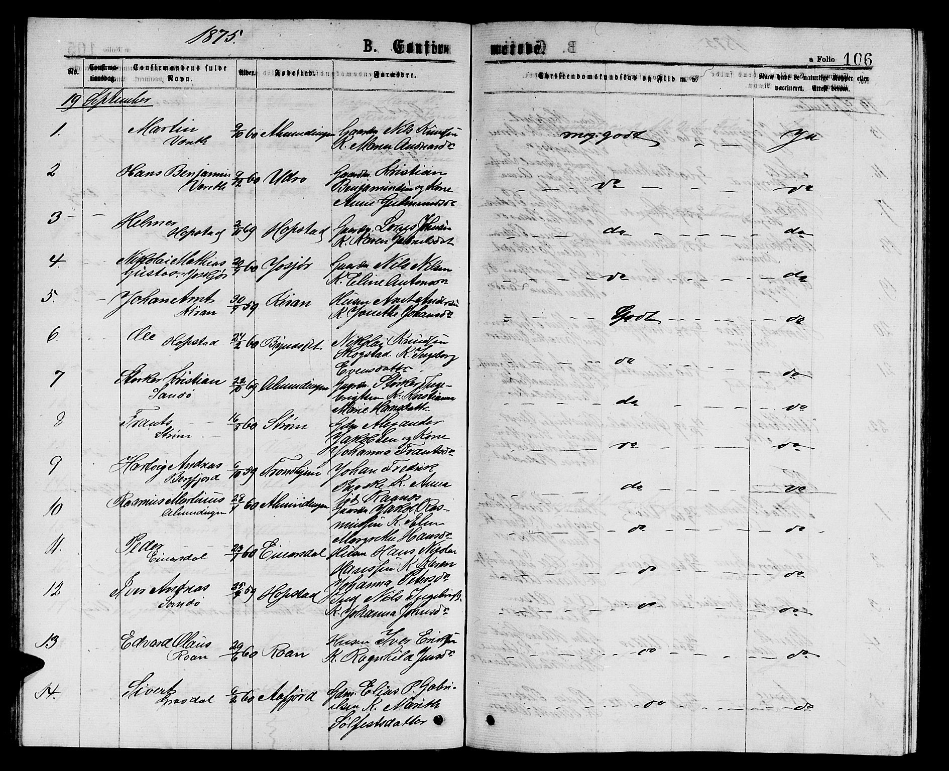 Ministerialprotokoller, klokkerbøker og fødselsregistre - Sør-Trøndelag, SAT/A-1456/657/L0715: Parish register (copy) no. 657C02, 1873-1888, p. 106