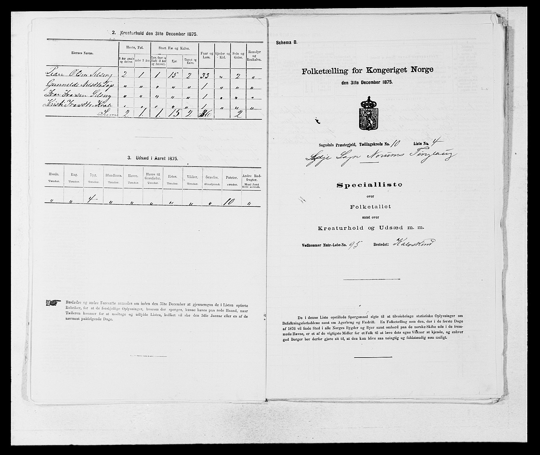 SAB, 1875 census for 1420P Sogndal, 1875, p. 894