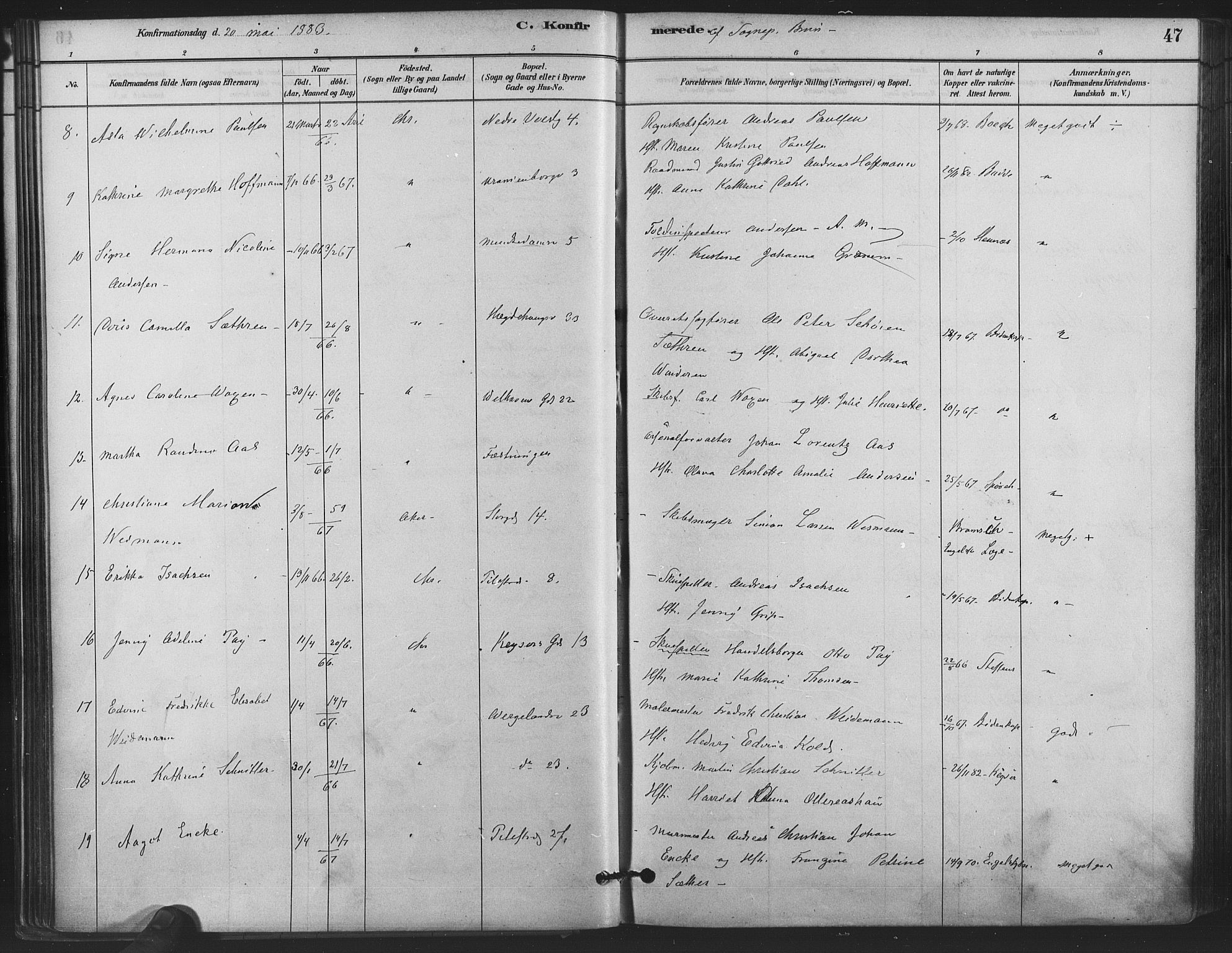 Trefoldighet prestekontor Kirkebøker, AV/SAO-A-10882/F/Fb/L0003: Parish register (official) no. II 3, 1881-1895, p. 47