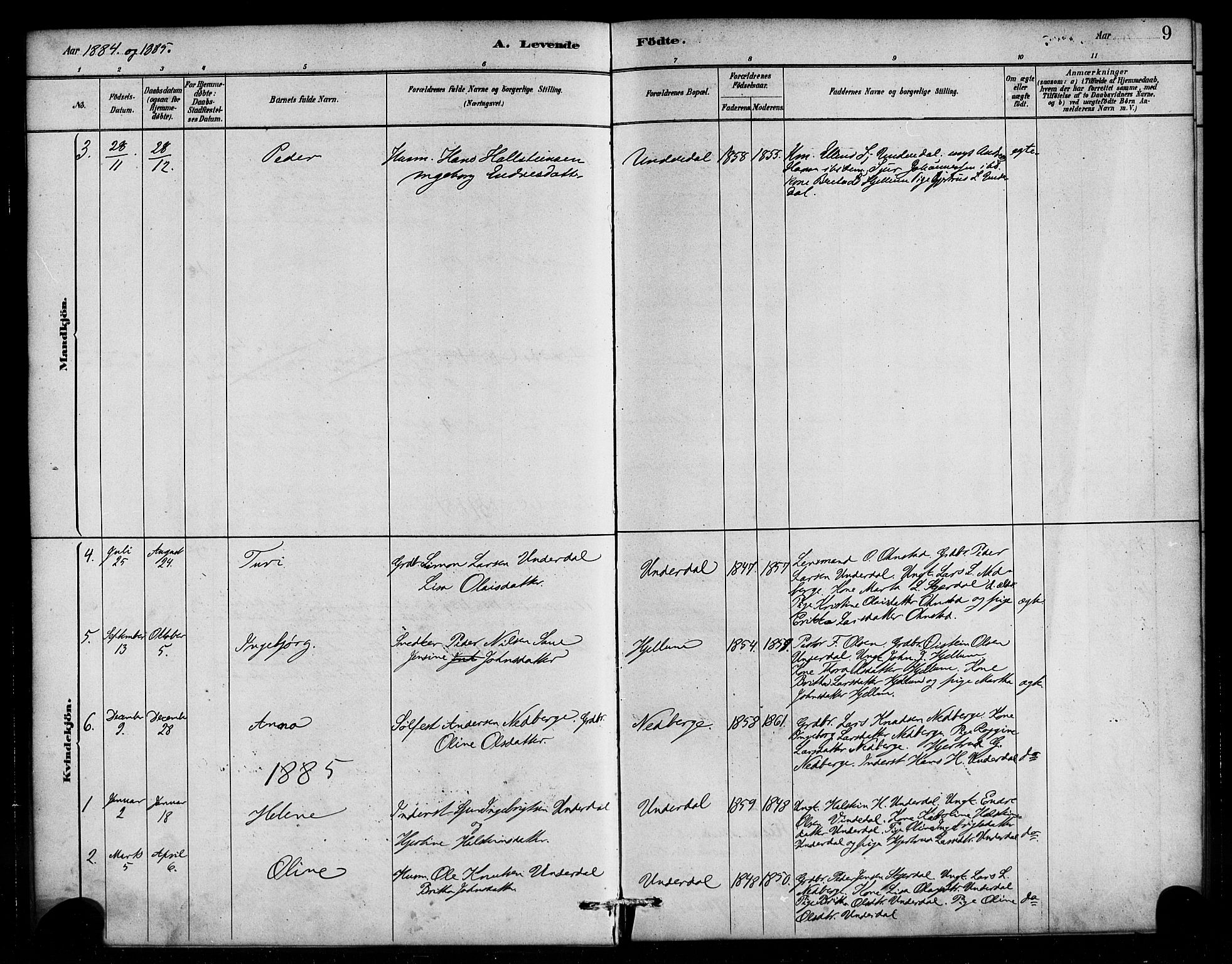 Aurland sokneprestembete, SAB/A-99937/H/Ha/Hae/L0001: Parish register (official) no. E 1, 1880-1907, p. 9