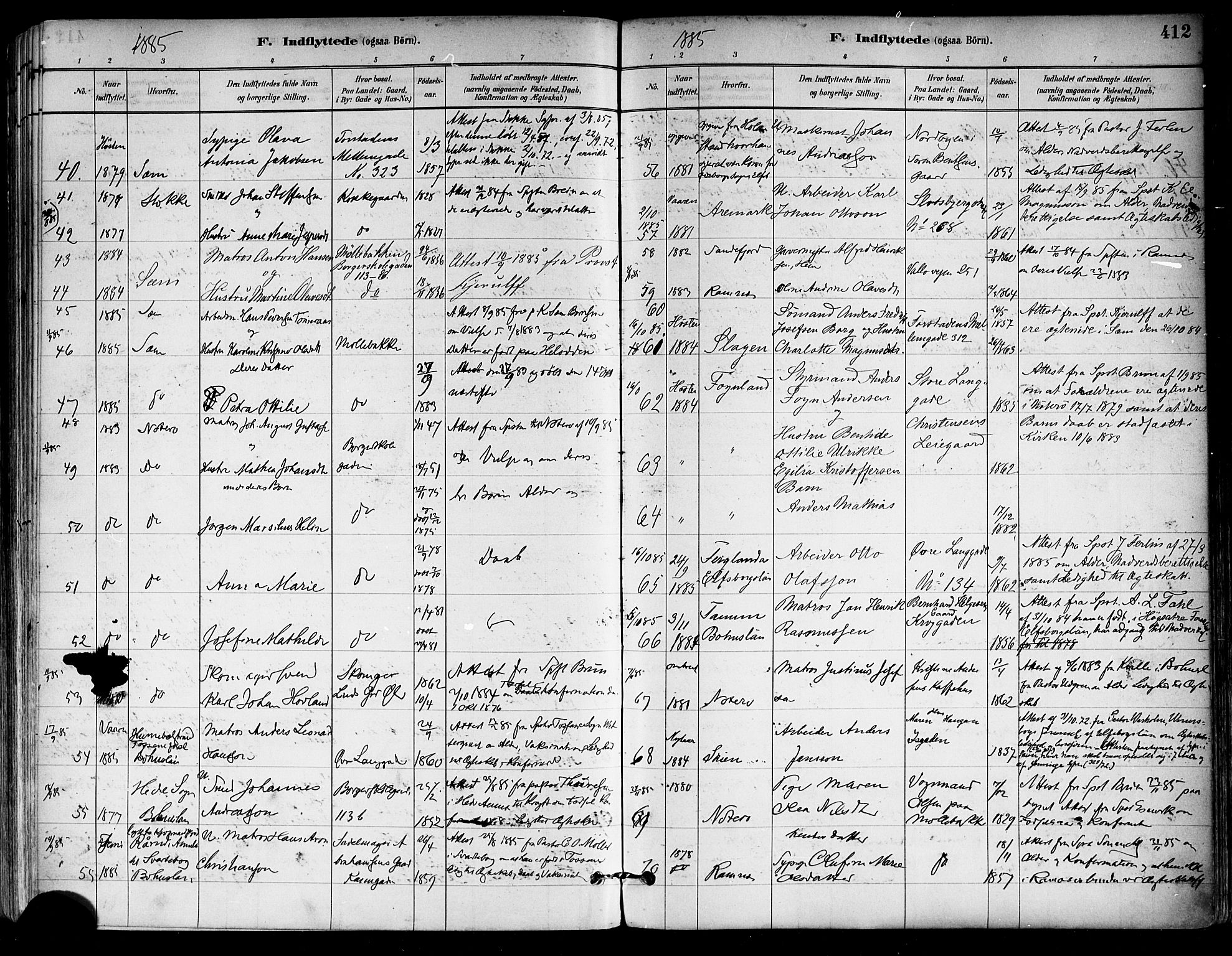 Tønsberg kirkebøker, AV/SAKO-A-330/F/Fa/L0011: Parish register (official) no. I 11, 1881-1890, p. 412